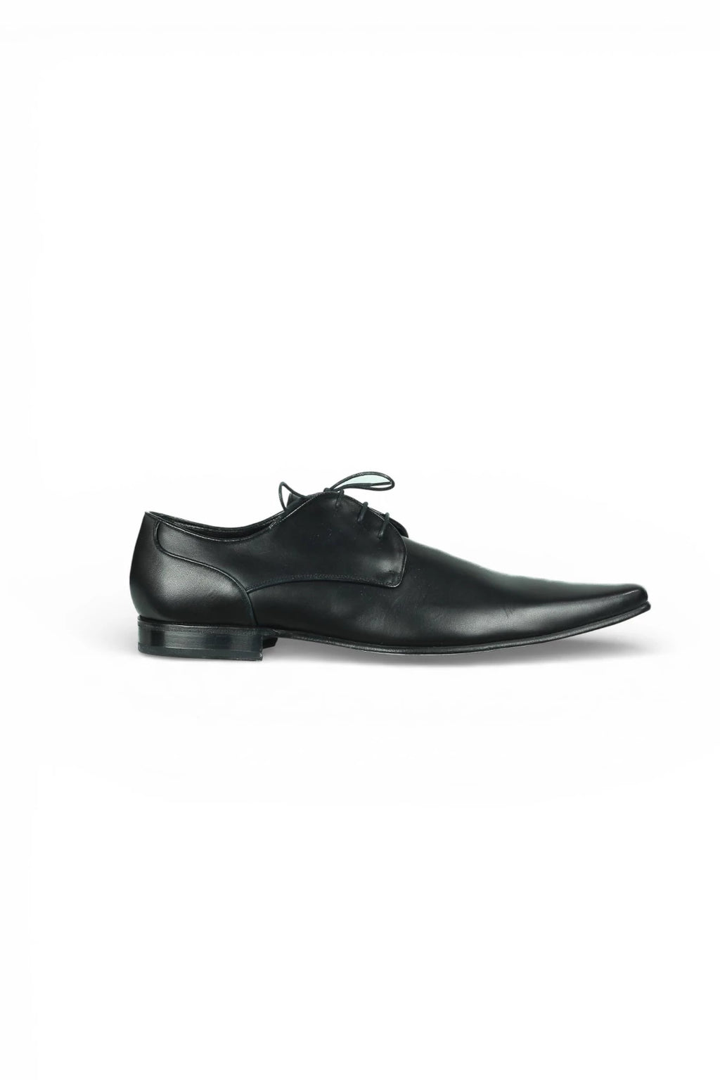 Black Leather Shoes with Extra-Long Pointed Toe
