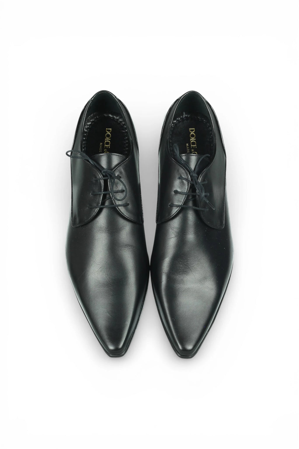 Black Leather Shoes with Extra-Long Pointed Toe