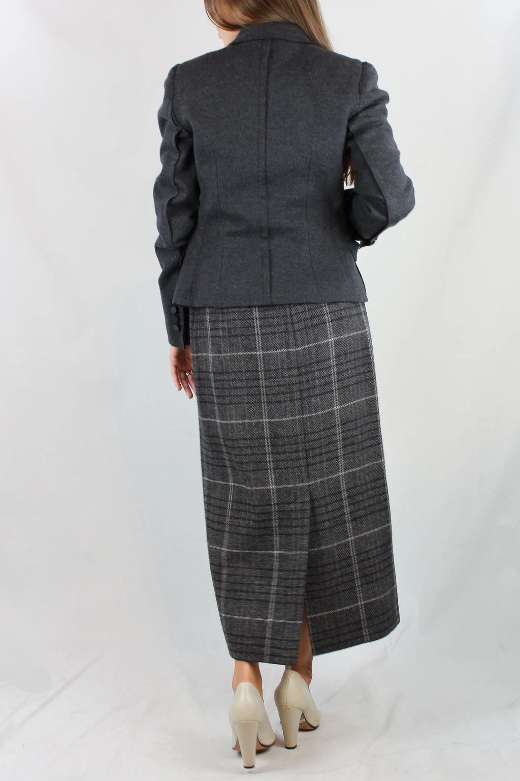 Grey Wool Fitted Blazer