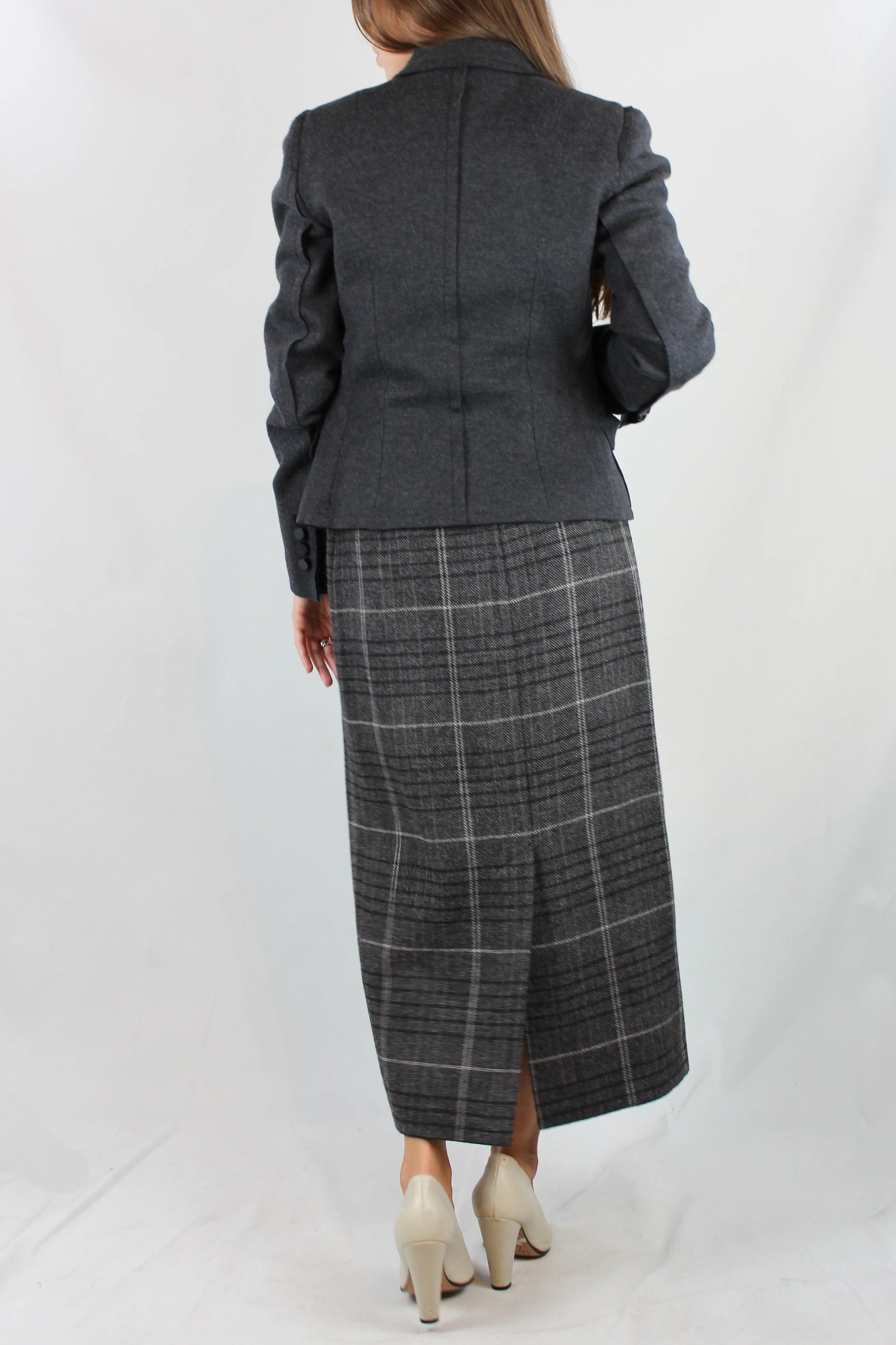 Grey Wool Fitted Blazer