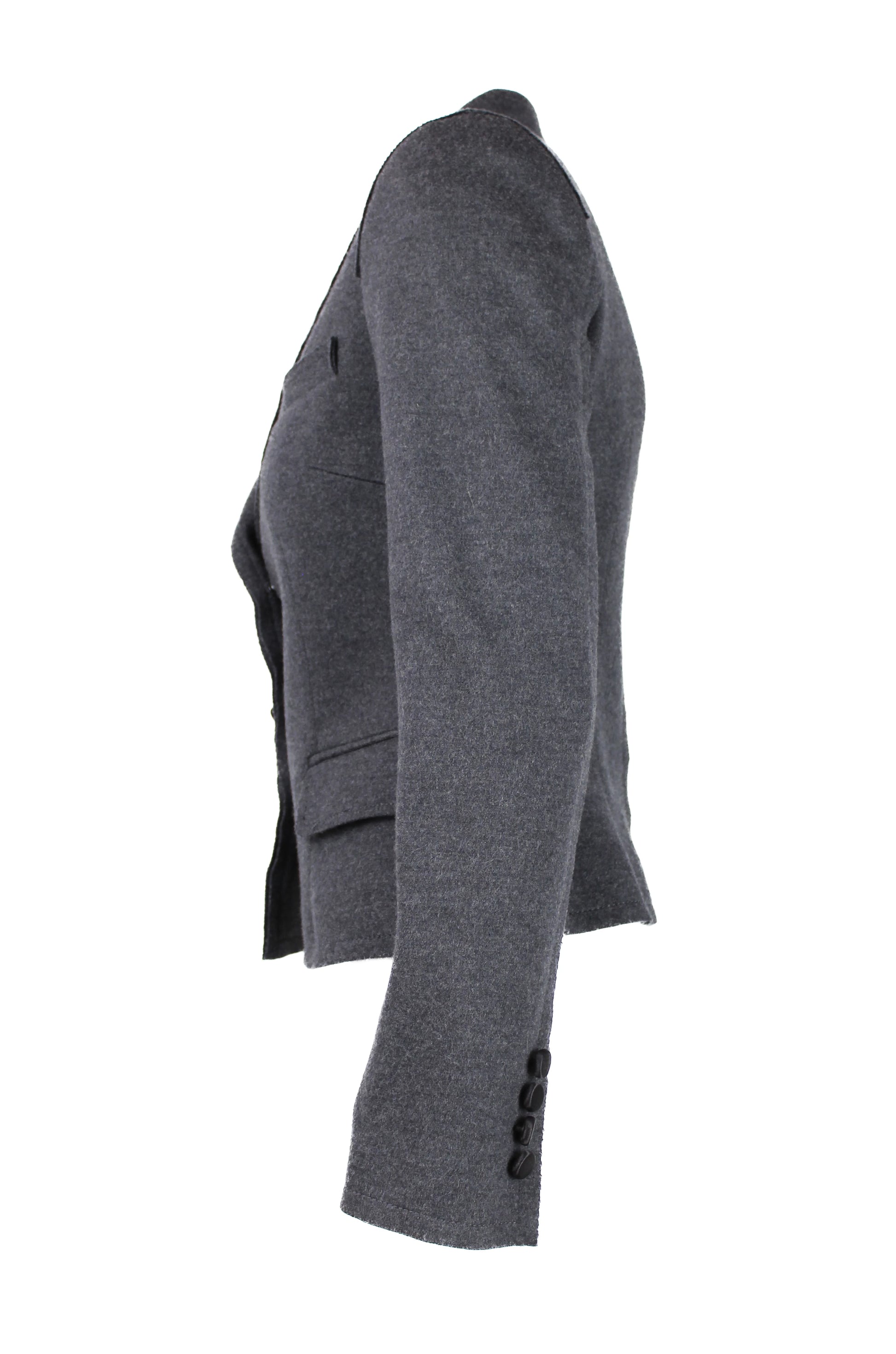 Grey Wool Fitted Blazer