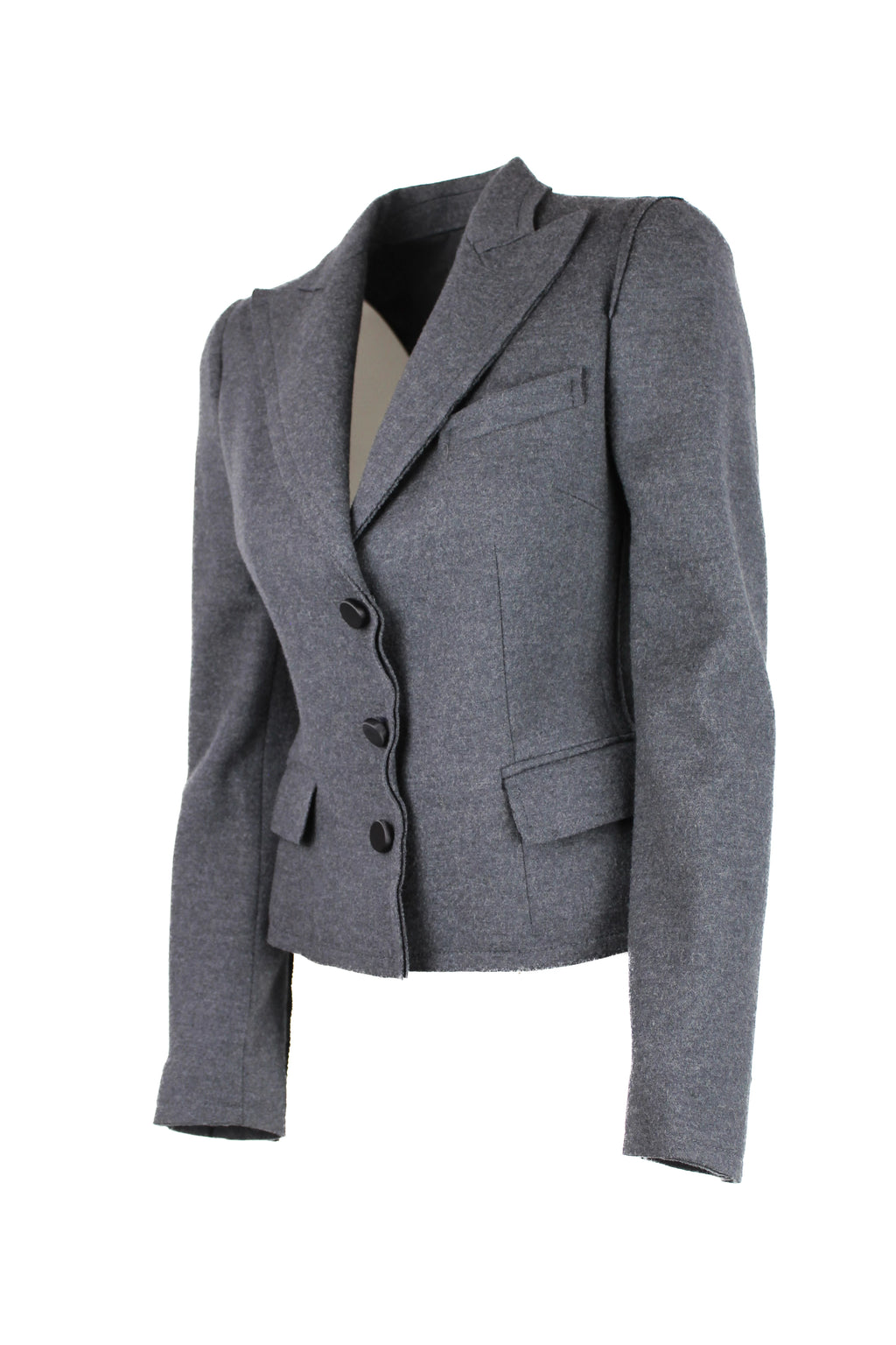 Grey Wool Fitted Blazer