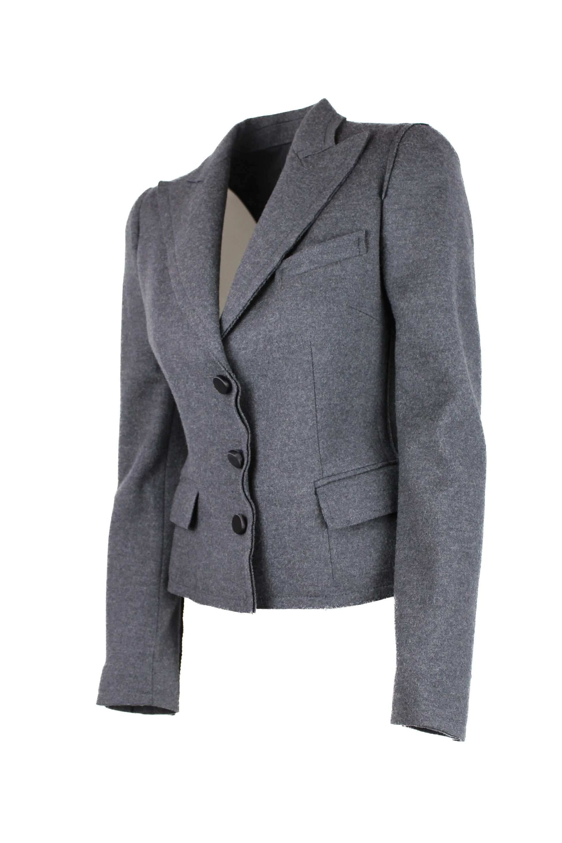 Grey Wool Fitted Blazer