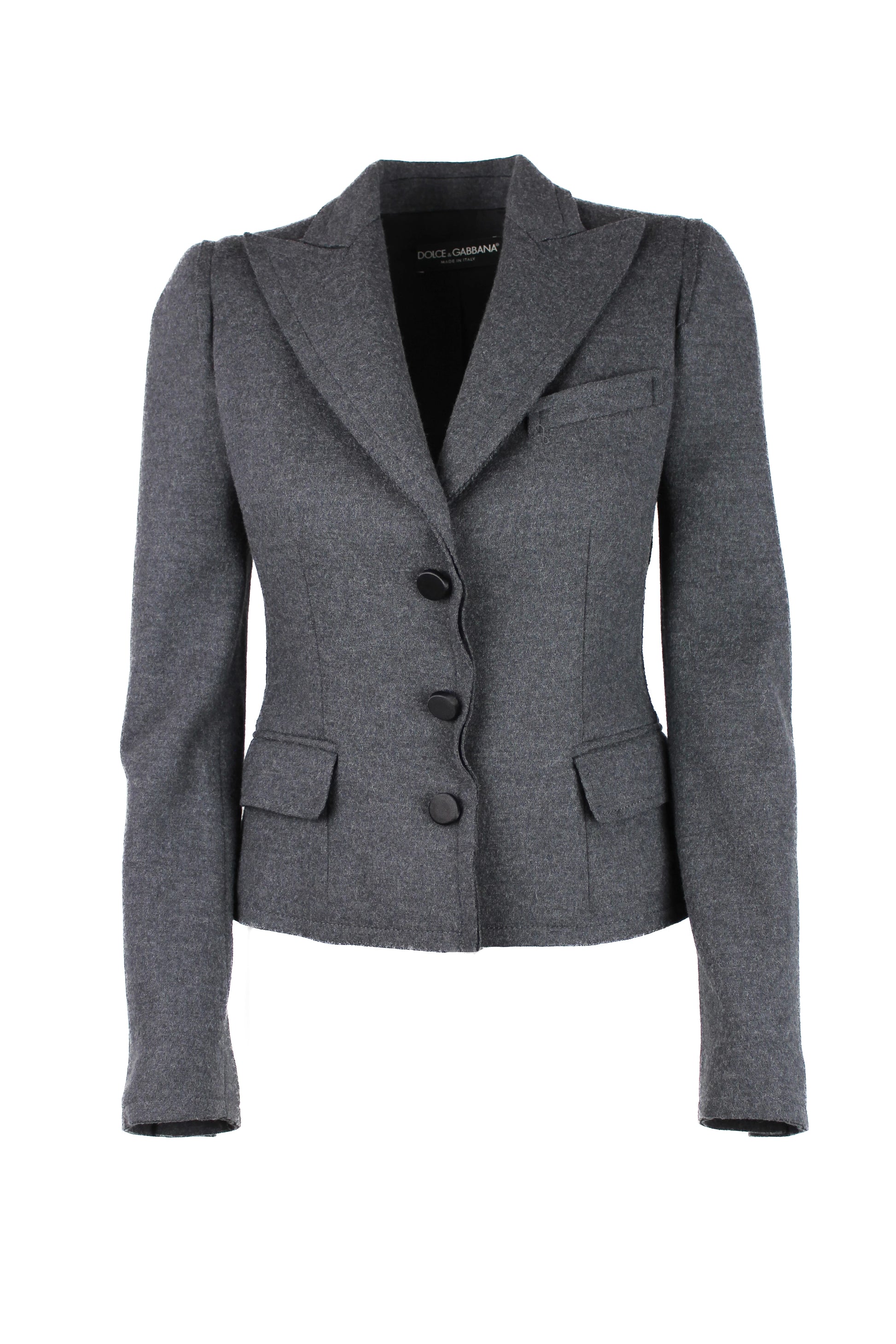 Grey Wool Fitted Blazer