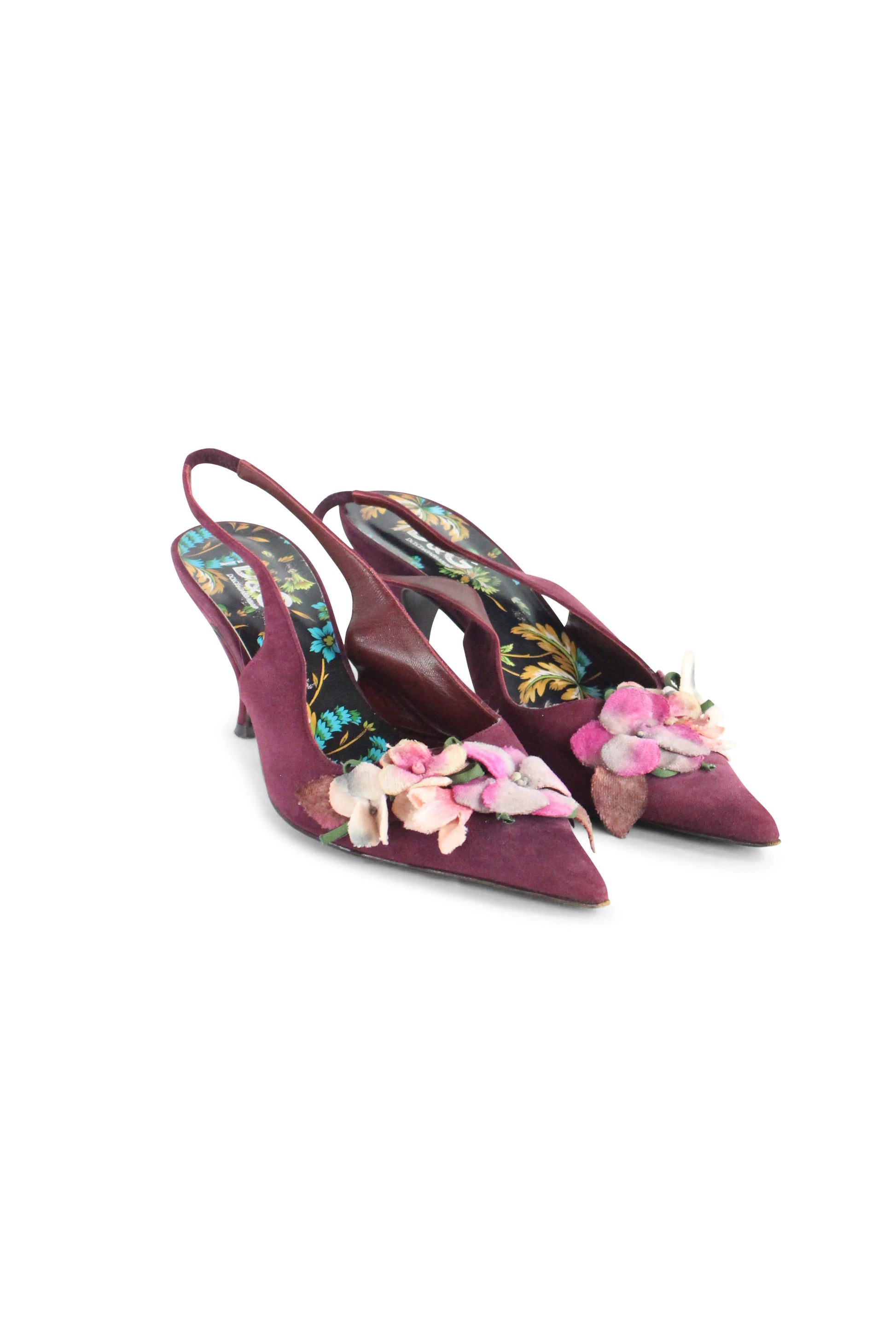 Bordeaux floral slingback