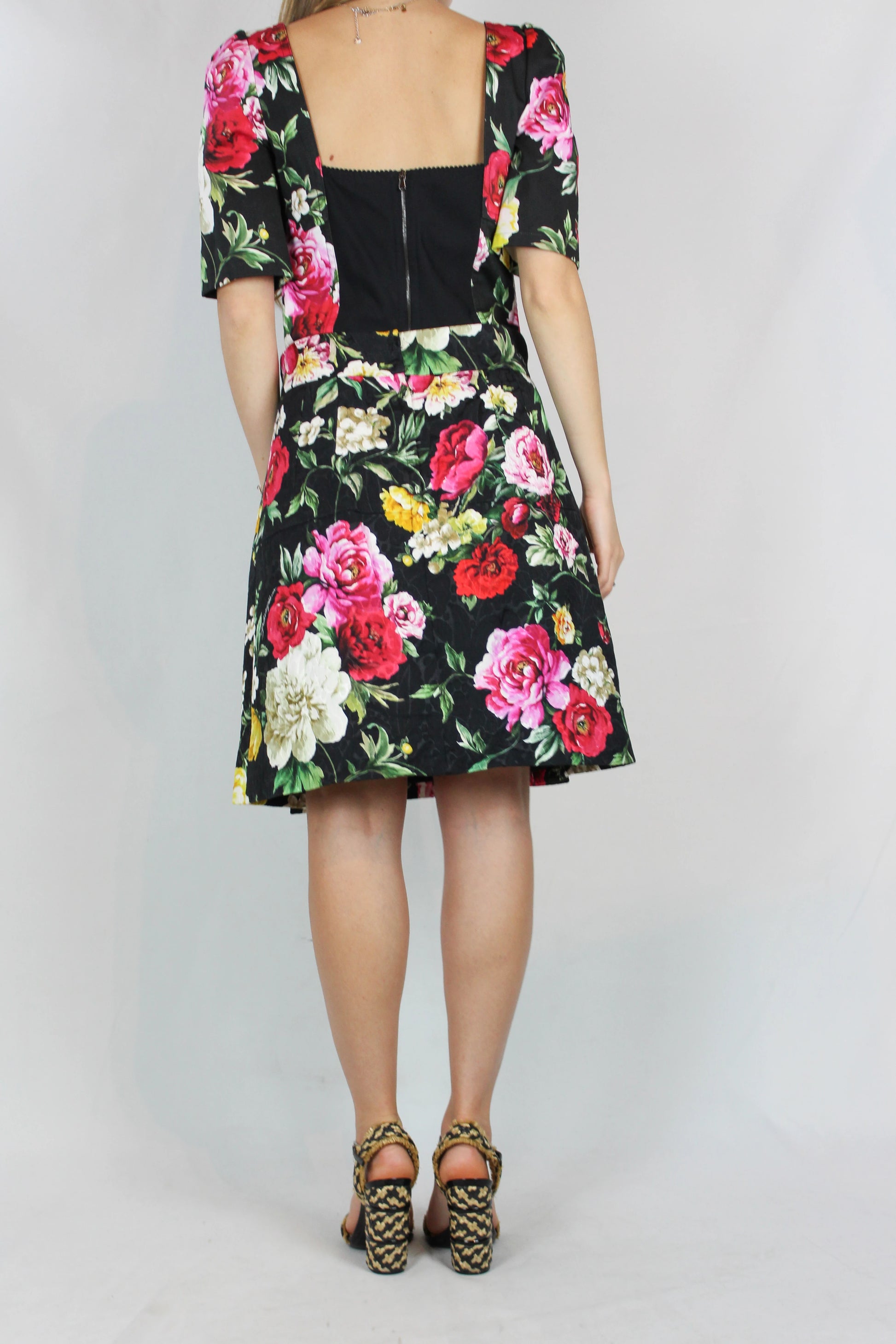 Floral Mini Skirt with Orange Button Detailing SS2018