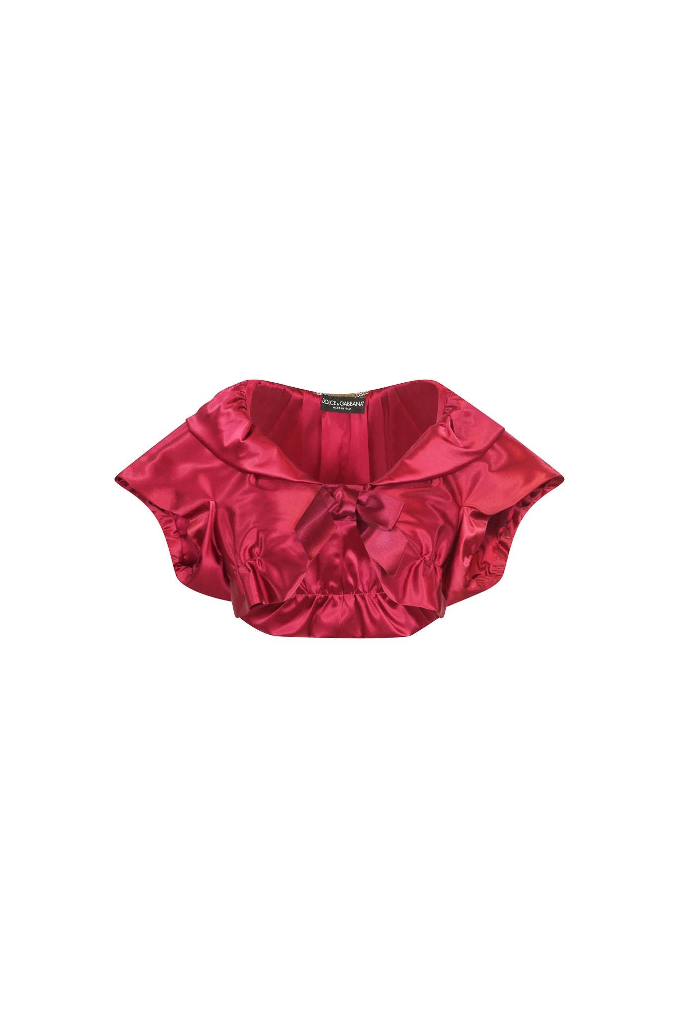Fuchsia Satin Cropped Bolero with Ruffle Trim