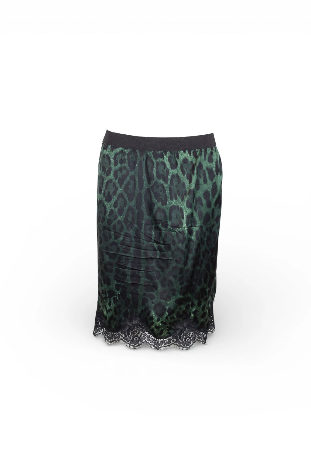 Leopard Print Skirt with Lace Trim