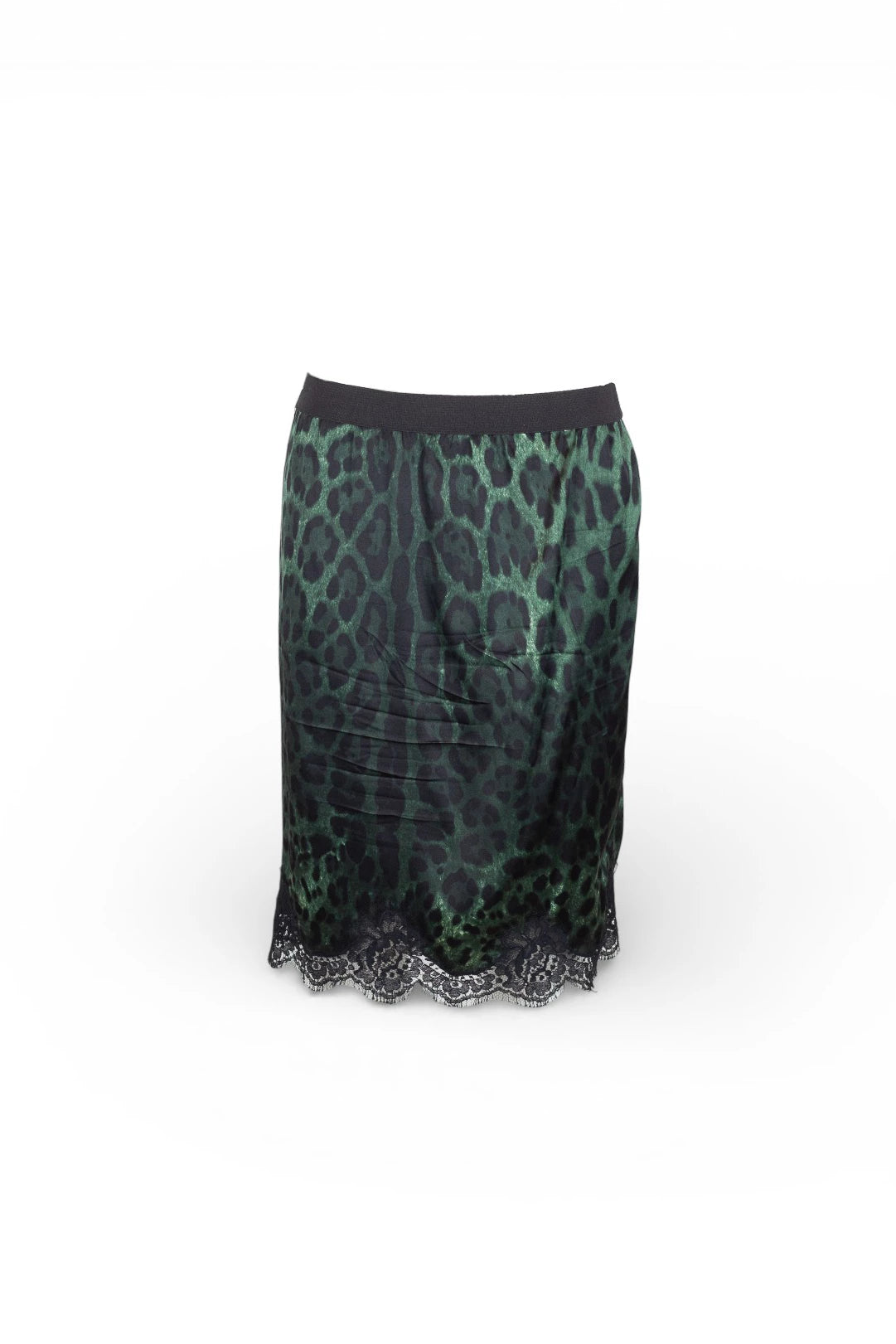 Leopard Print Skirt with Lace Trim