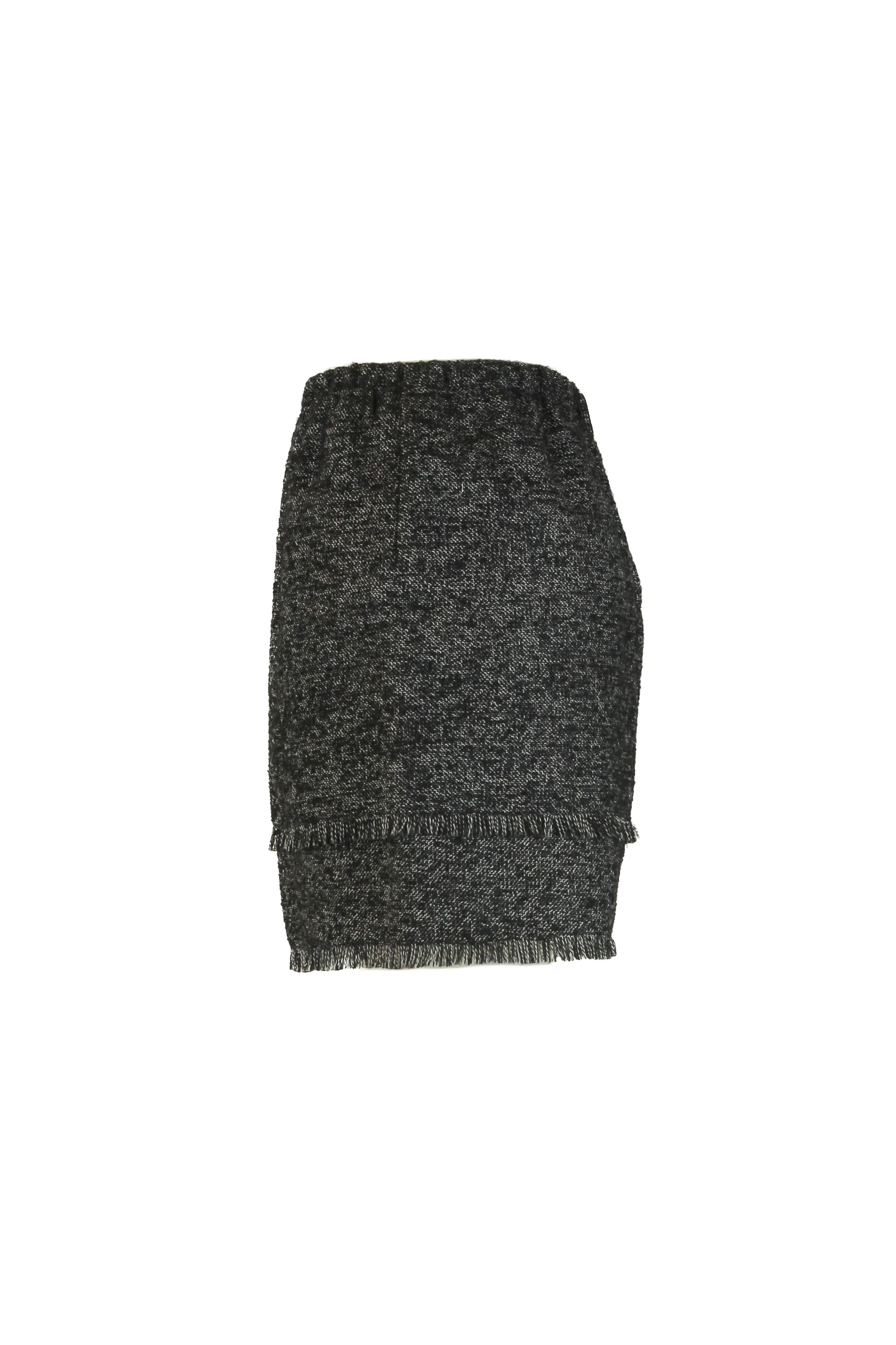 Textured wool mini skirt with fringed double layer