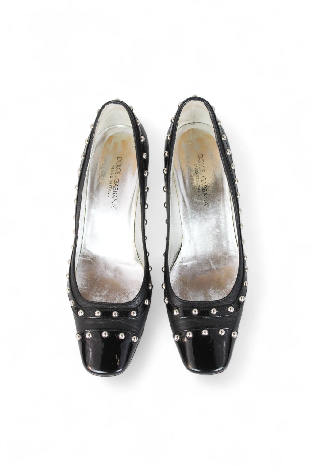 Leather and Patent Pumps with Round Stud Details