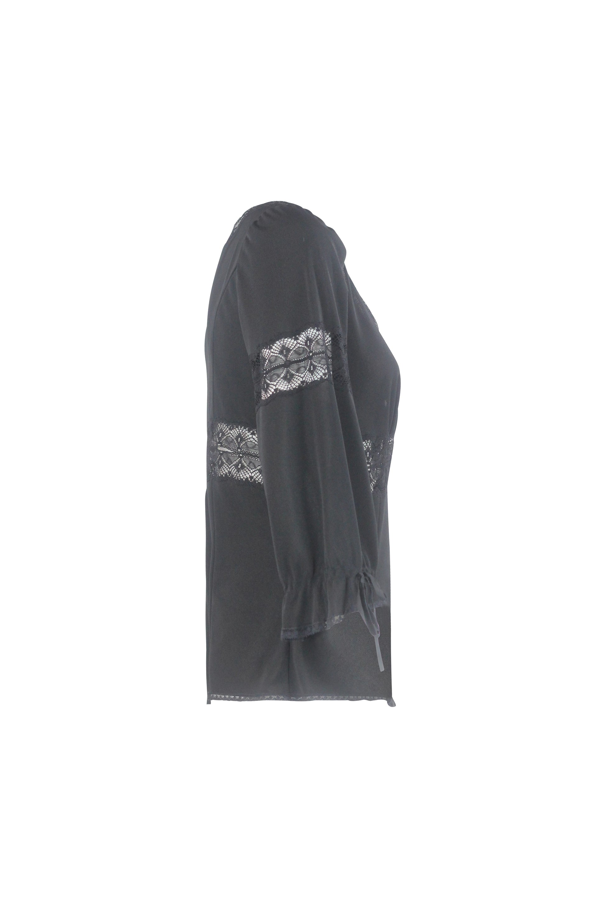 Black Blouse with Lace Inserts