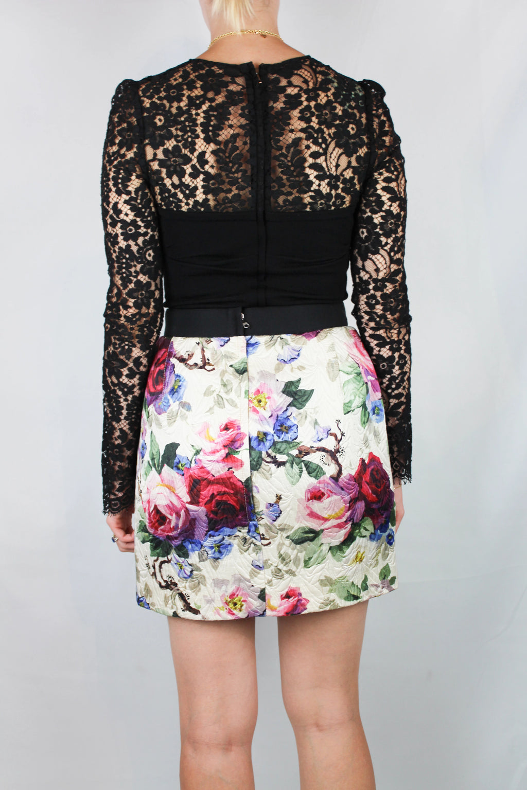 Lace Top with Ruched Wool Corset