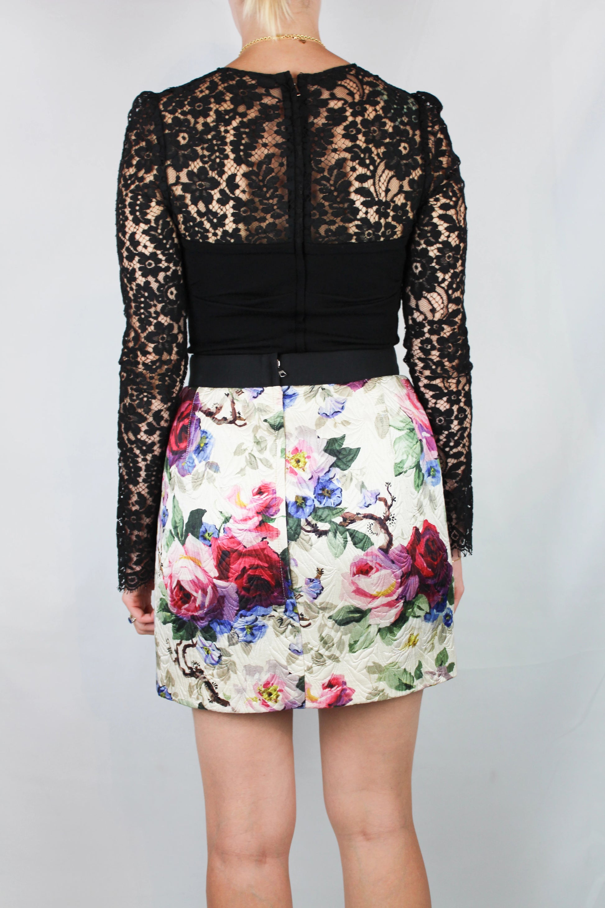Lace Top with Ruched Wool Corset