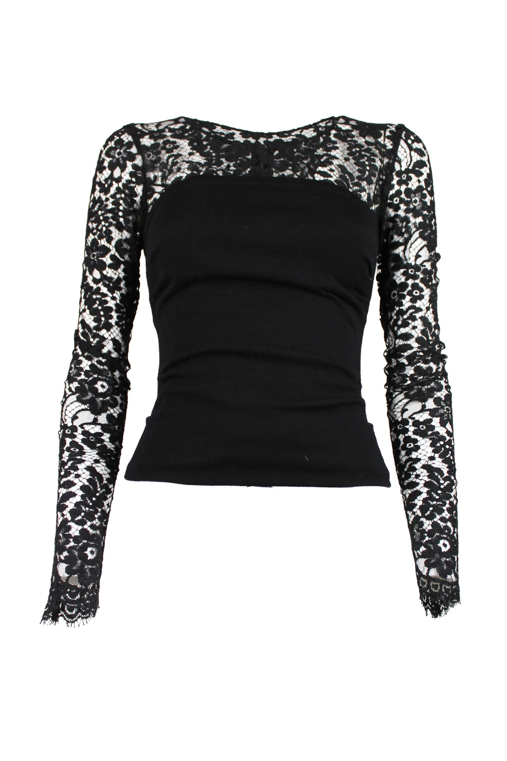 Lace Top with Ruched Wool Corset