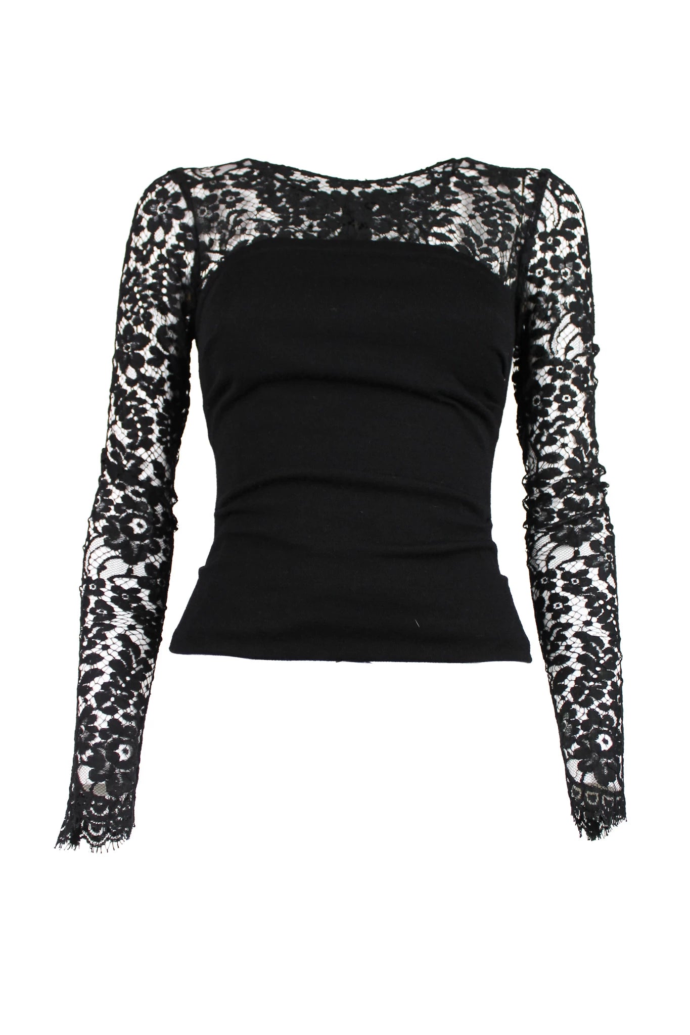 Lace Top with Ruched Wool Corset