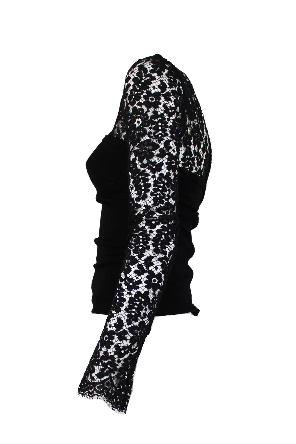 Lace Top with Ruched Wool Corset