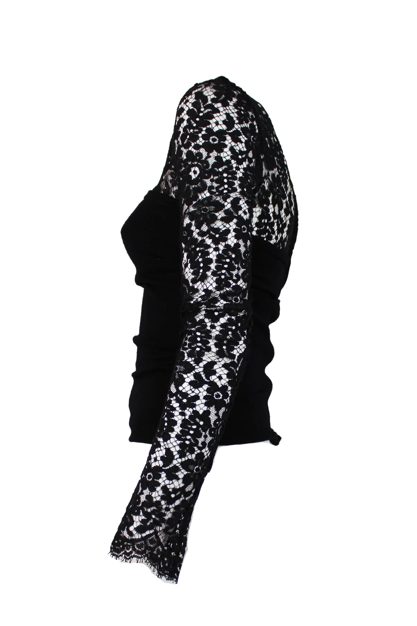Lace Top with Ruched Wool Corset