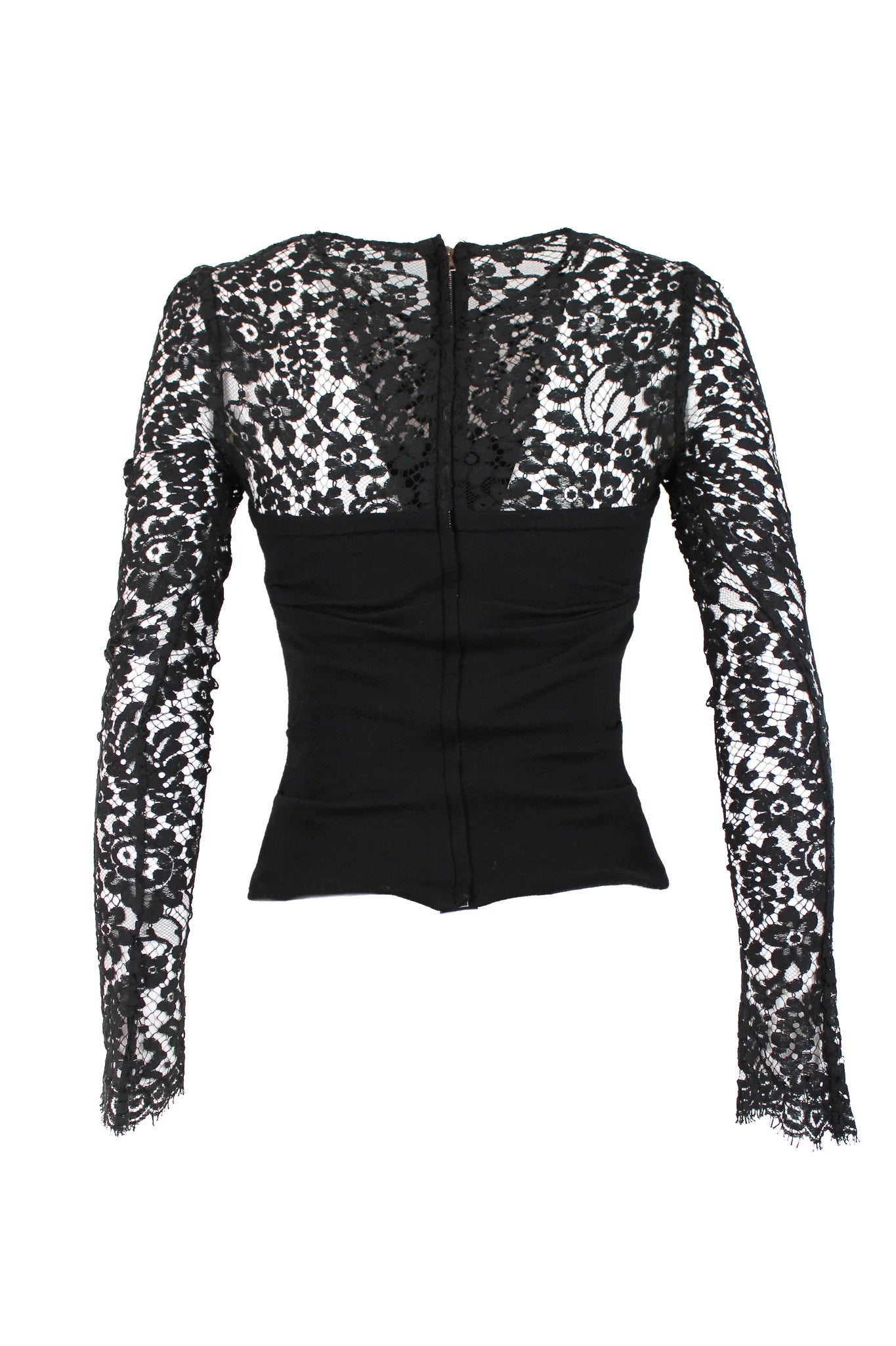 Lace Top with Ruched Wool Corset