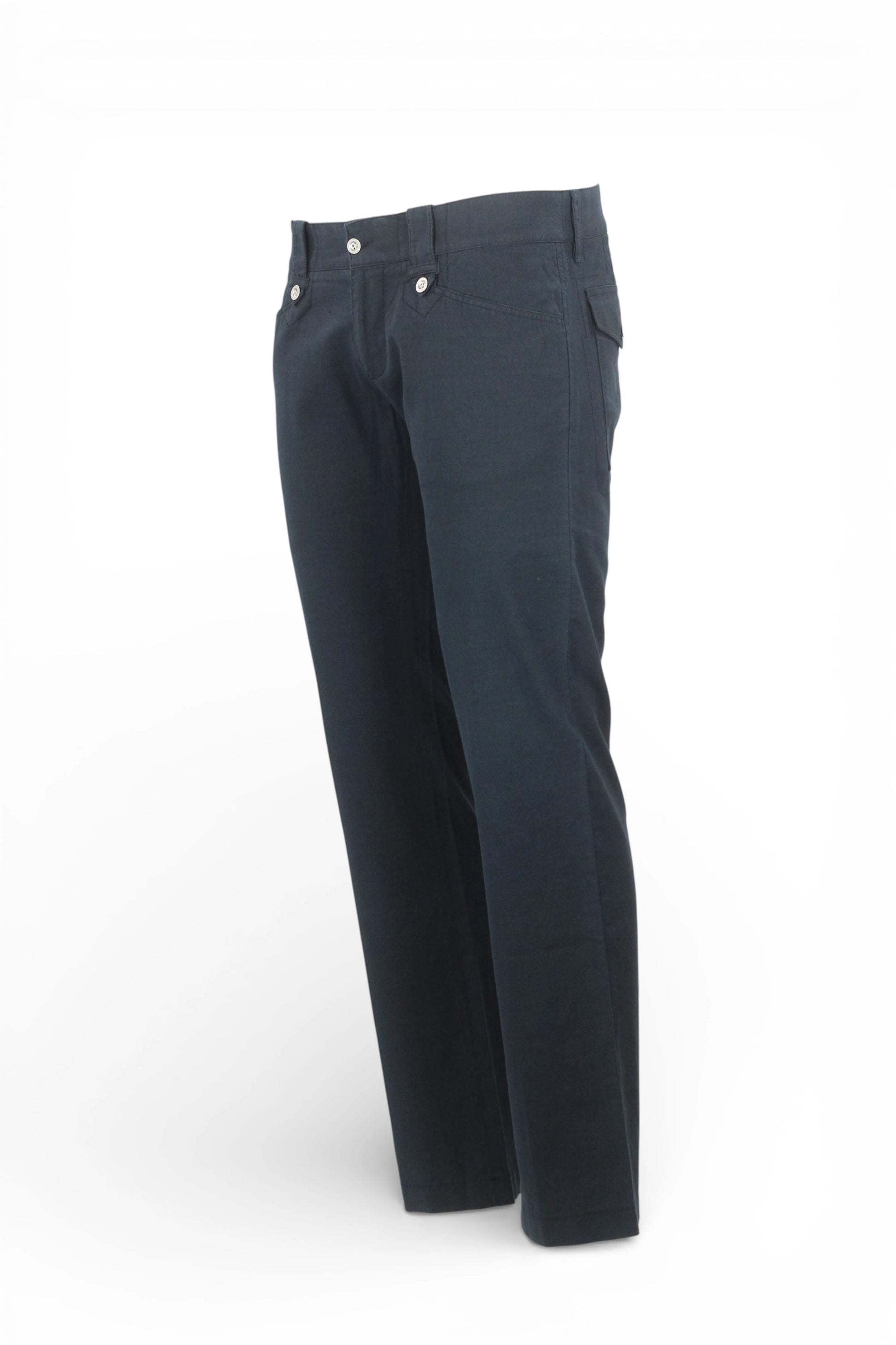 Navy Linen-Cotton Chinos