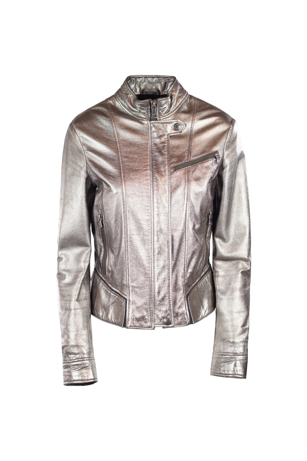 Metallic leather Biker jacket