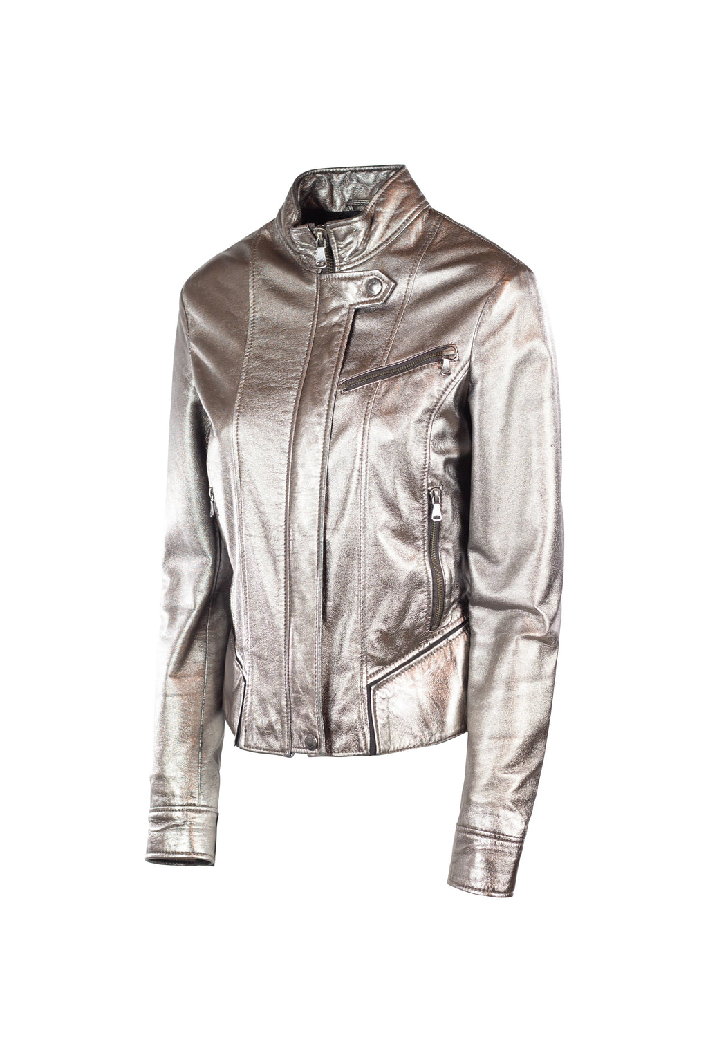 Metallic leather Biker jacket