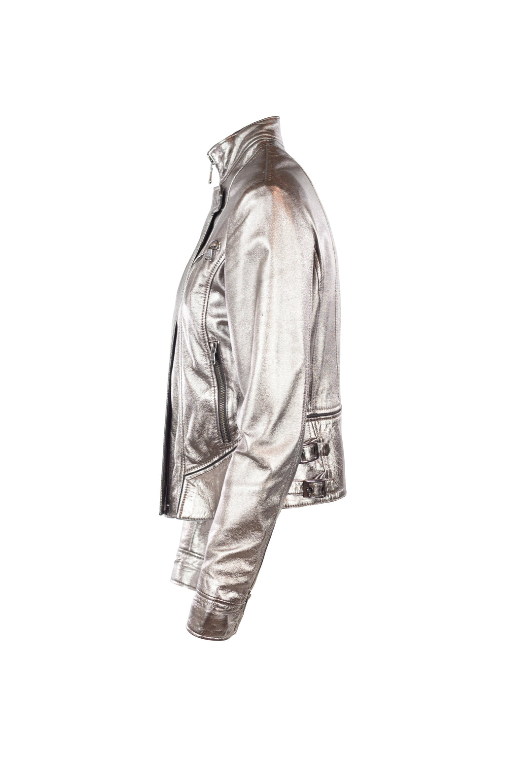 Metallic leather Biker jacket