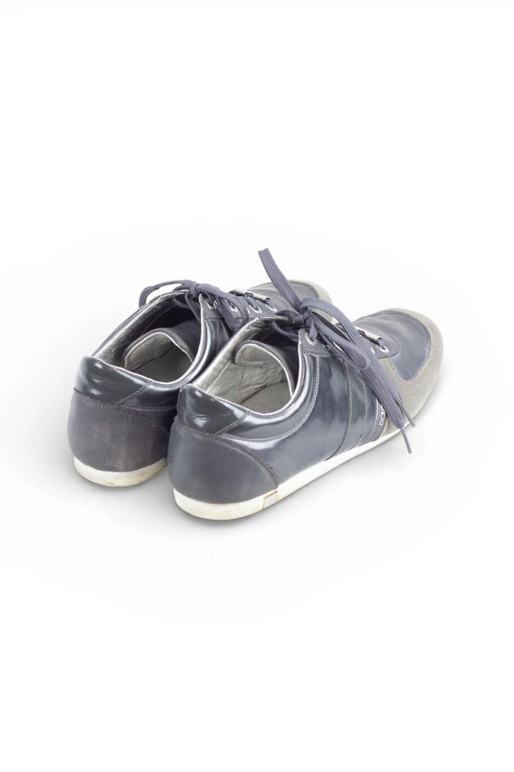 Blue Leather and Grey Suede Sneakers