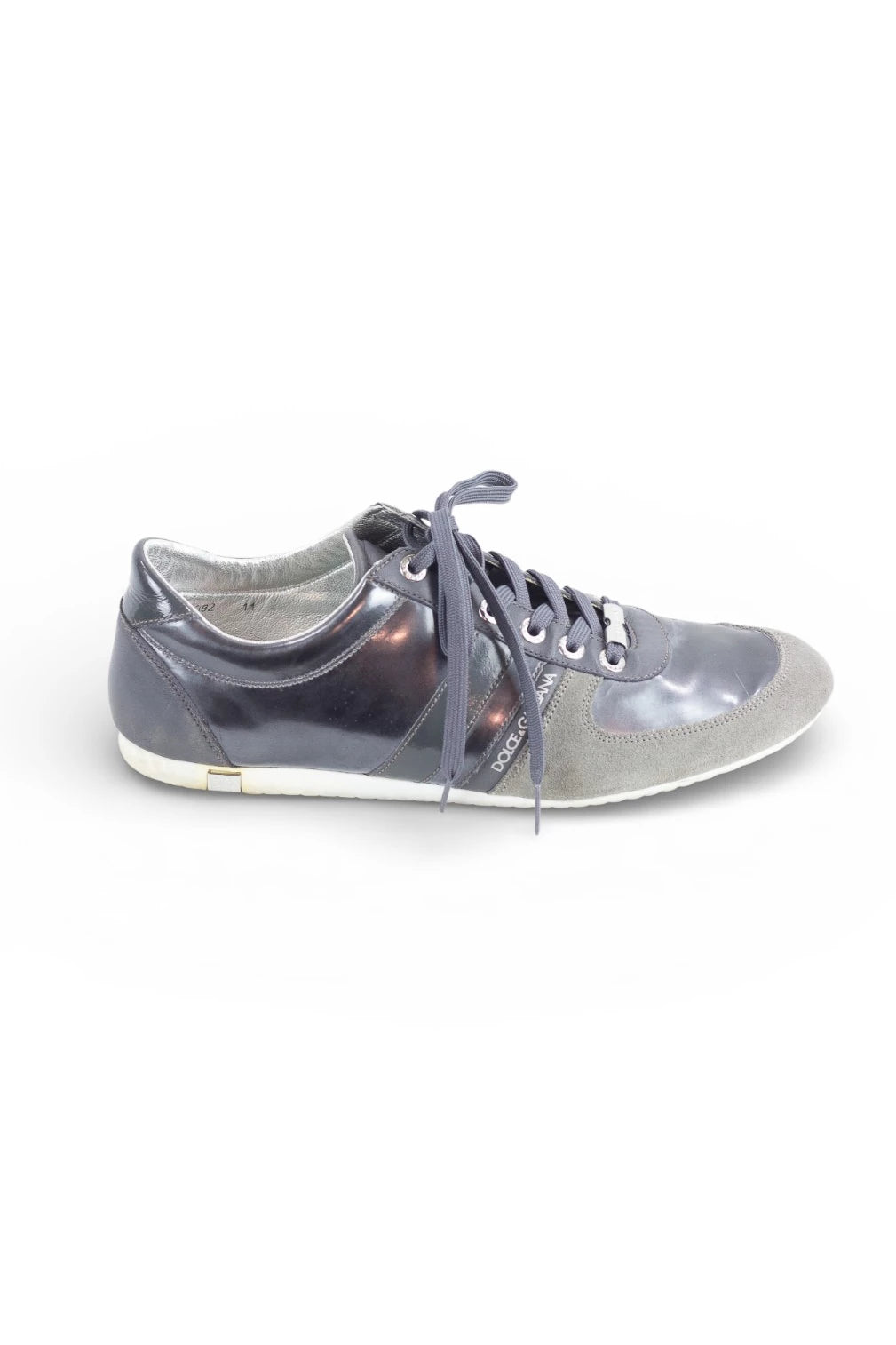 Blue Leather and Grey Suede Sneakers