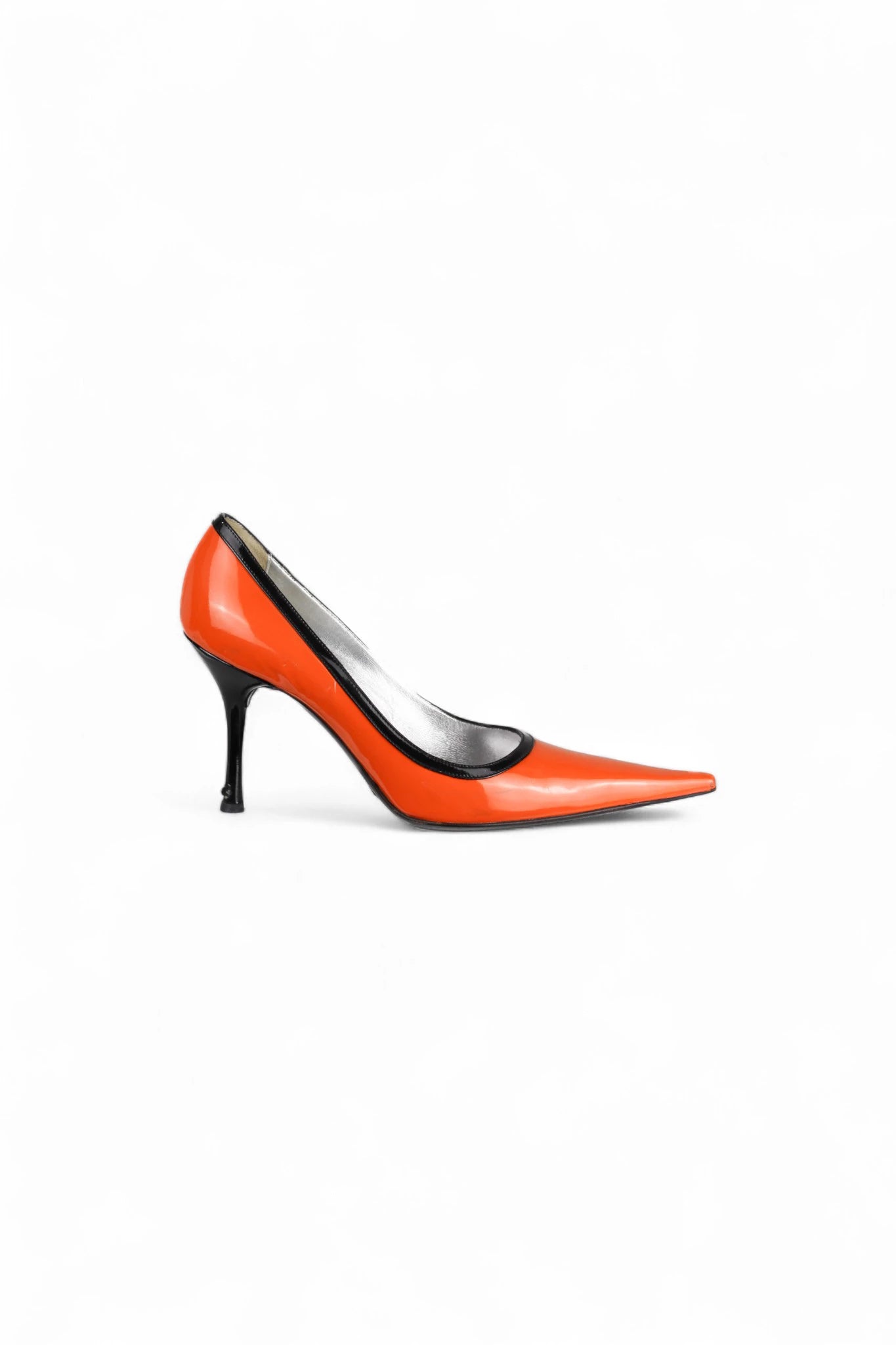 Orange Patent Pumps