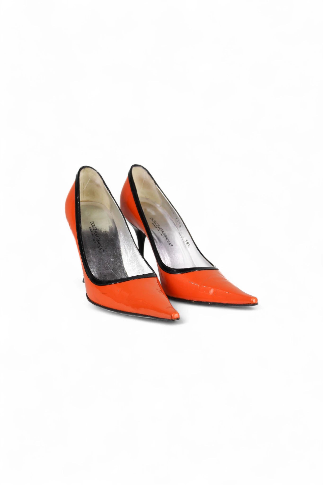 Orange Patent Pumps