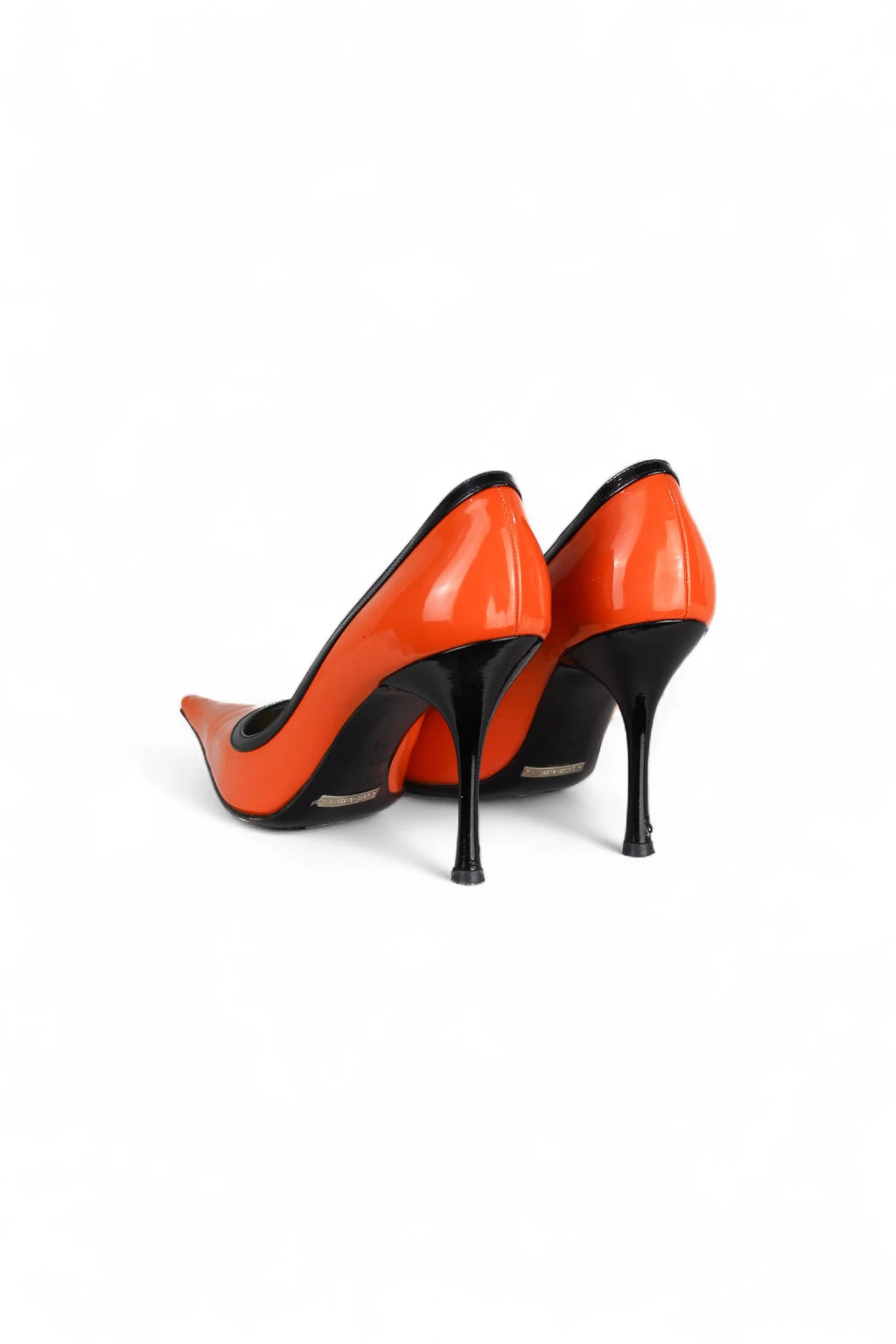 Orange Patent Pumps