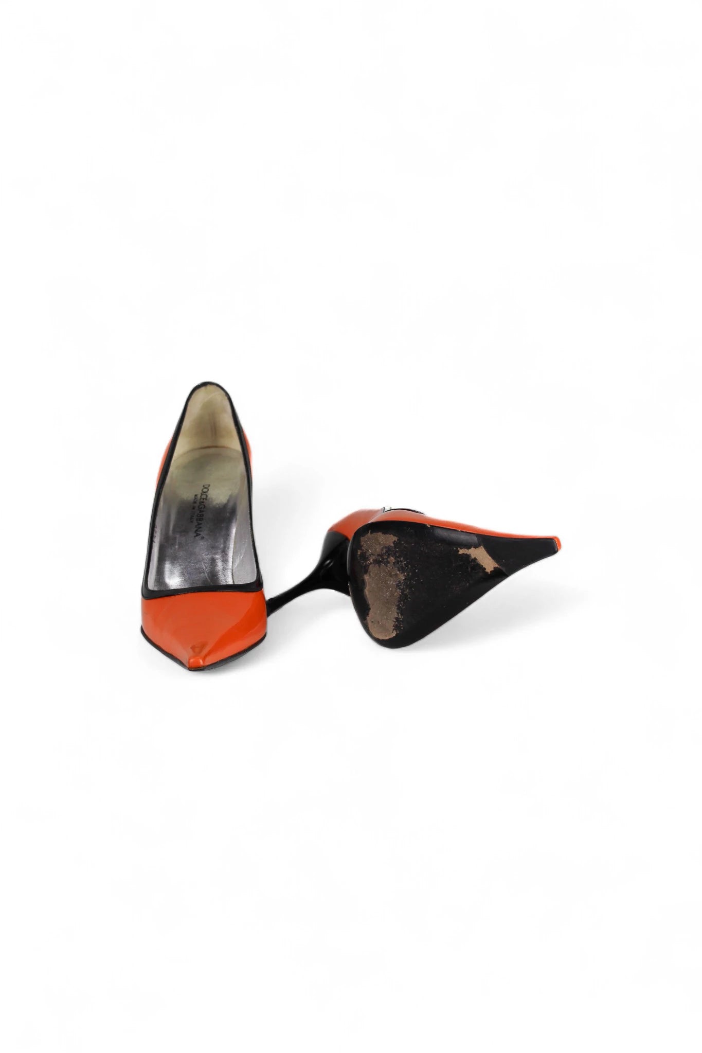 Orange Patent Pumps