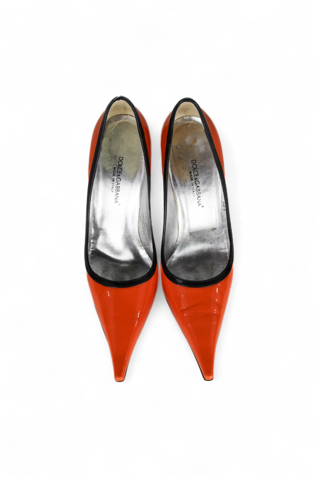 Orange Patent Pumps