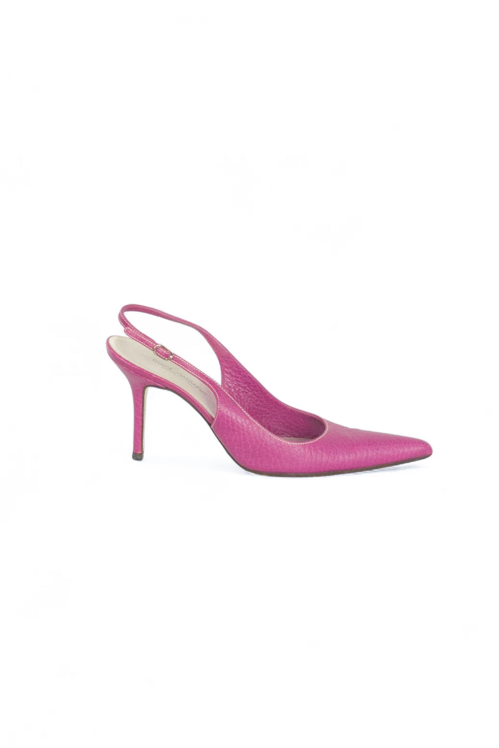 Fuchsia Leather Slingback Heels