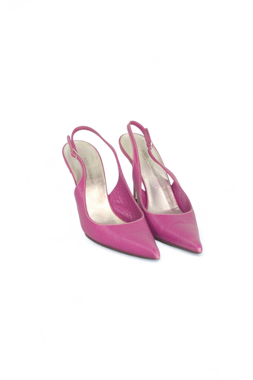 Fuchsia Leather Slingback Heels
