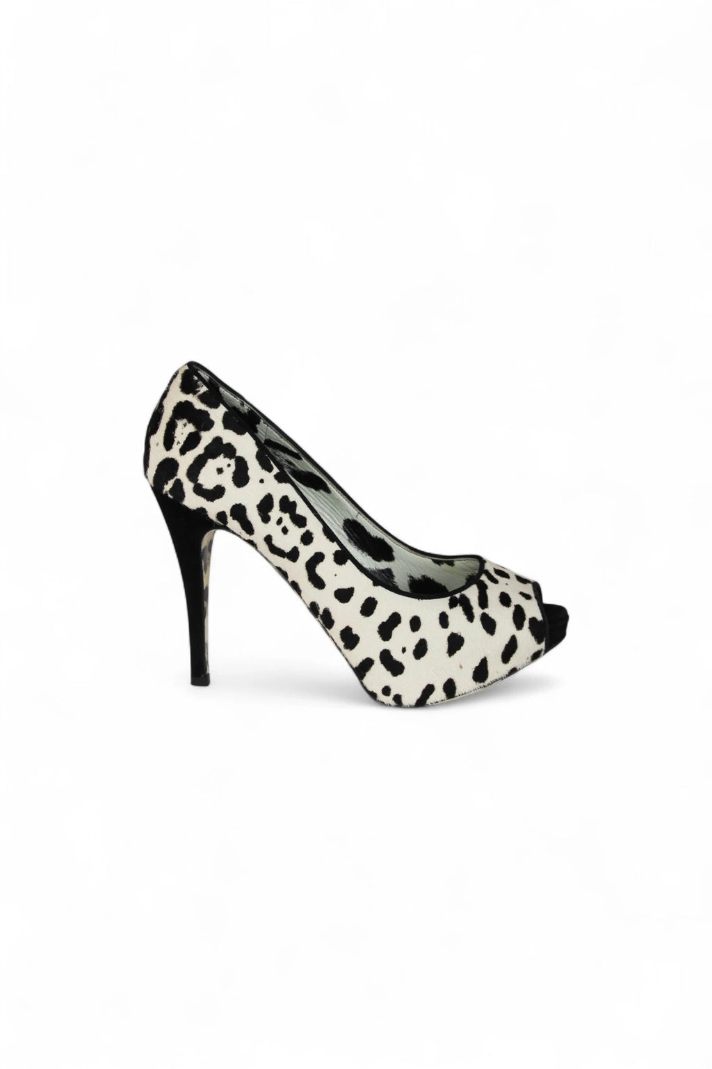 Black and White Leopard Pony Hair Peep-Toe FW2009