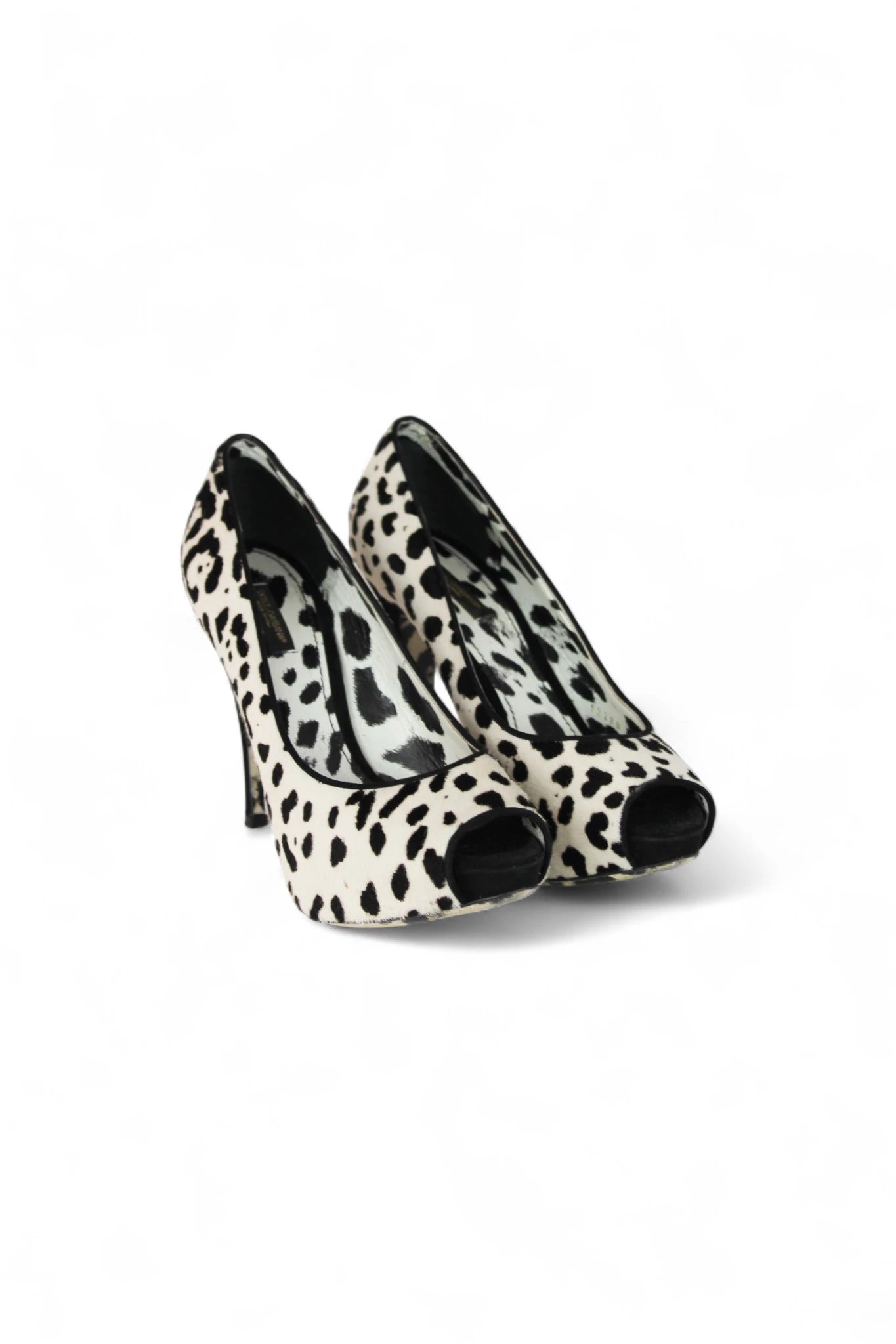 Black and White Leopard Pony Hair Peep-Toe FW2009