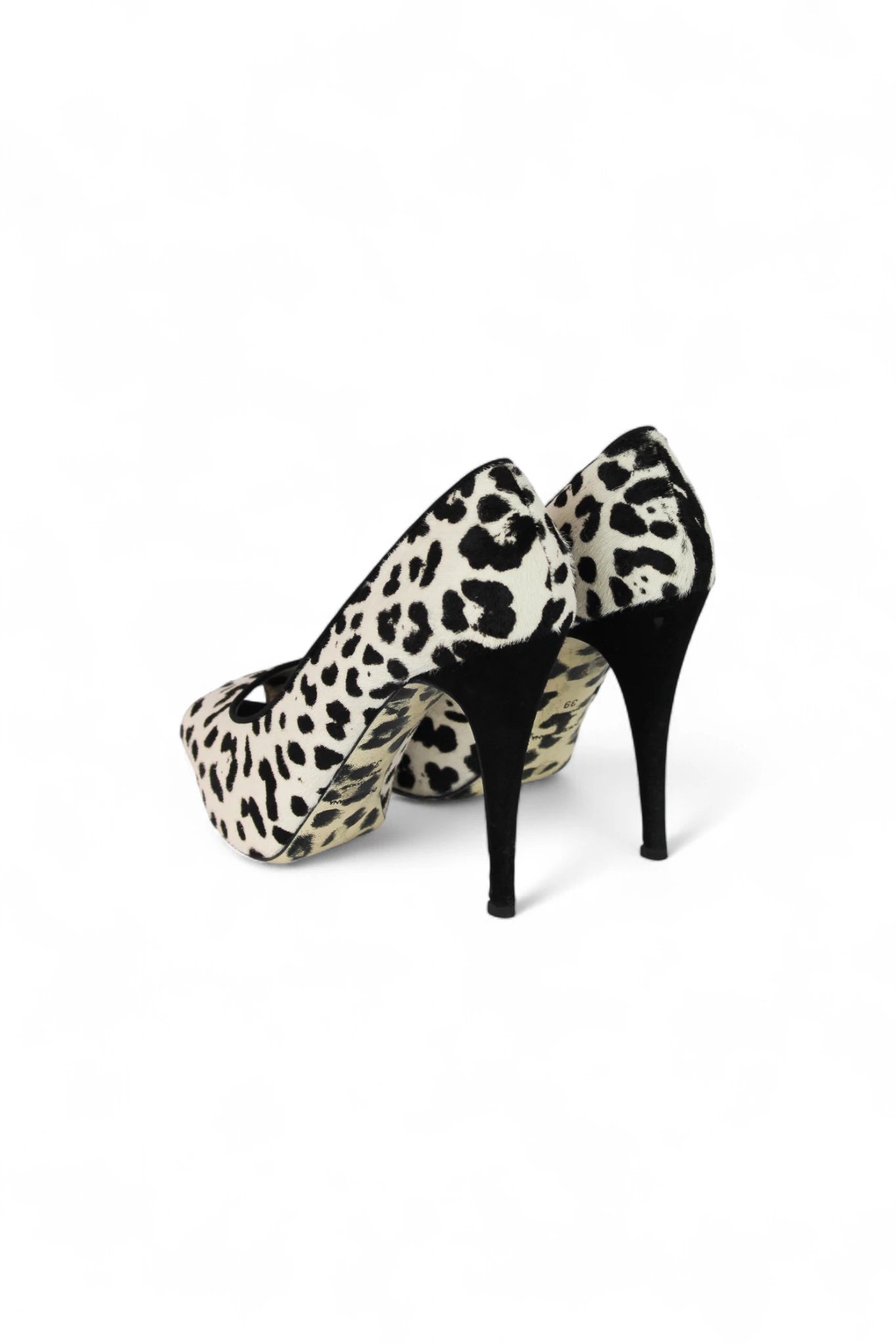 Black and White Leopard Pony Hair Peep-Toe FW2009