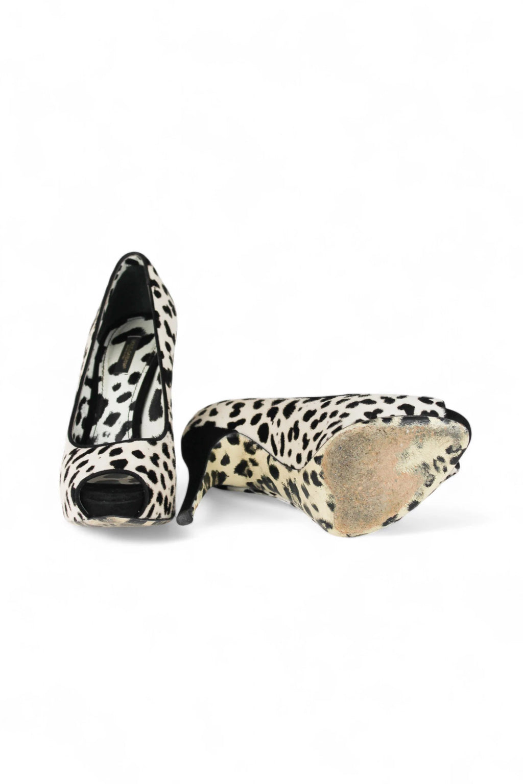 Black and White Leopard Pony Hair Peep-Toe FW2009