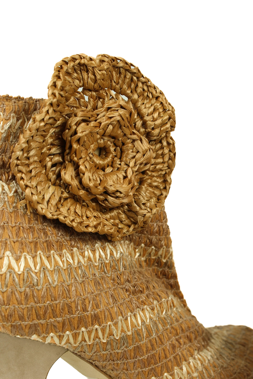 Raffia peep toe ankle boots