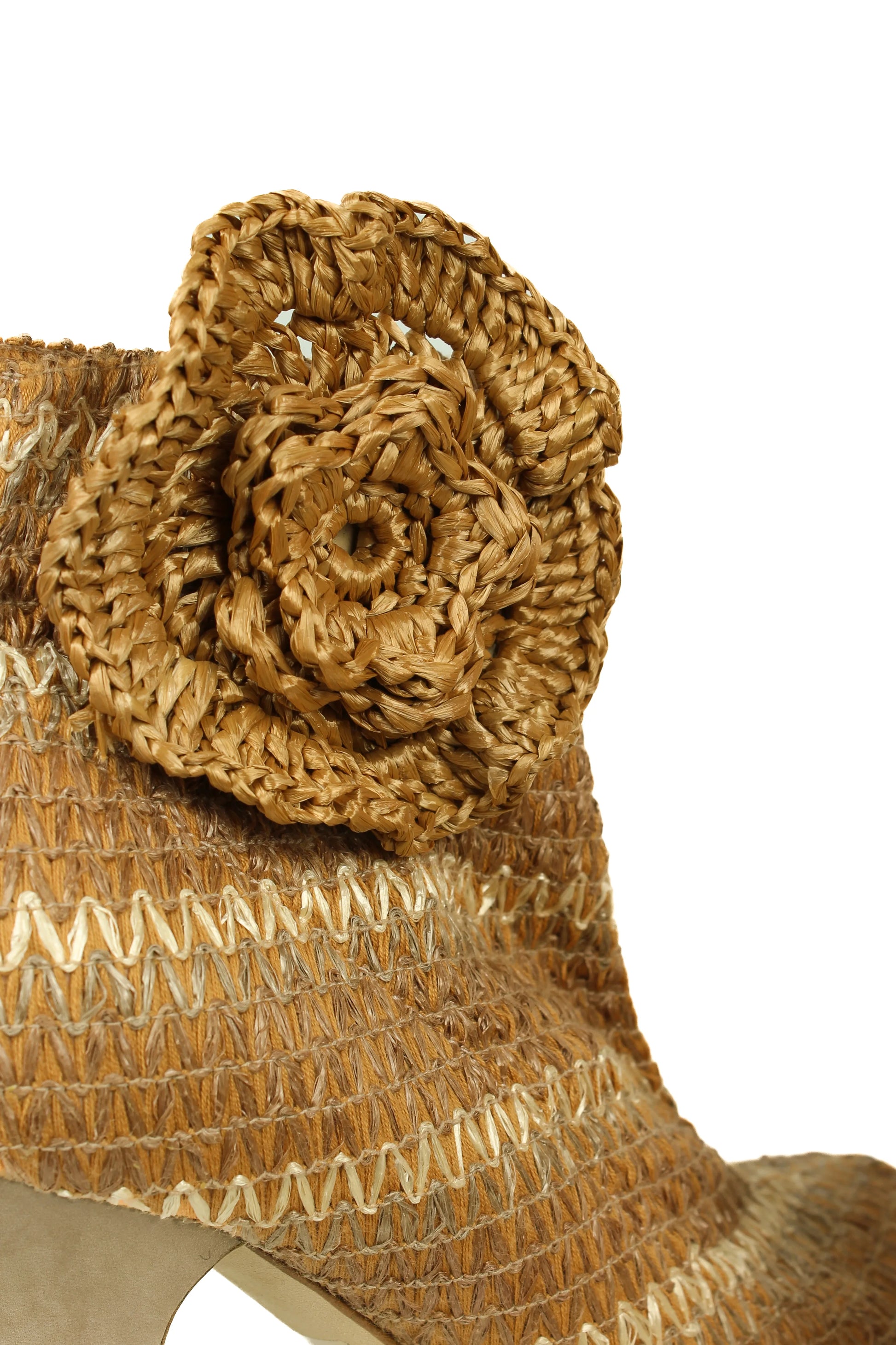 Raffia peep toe ankle boots