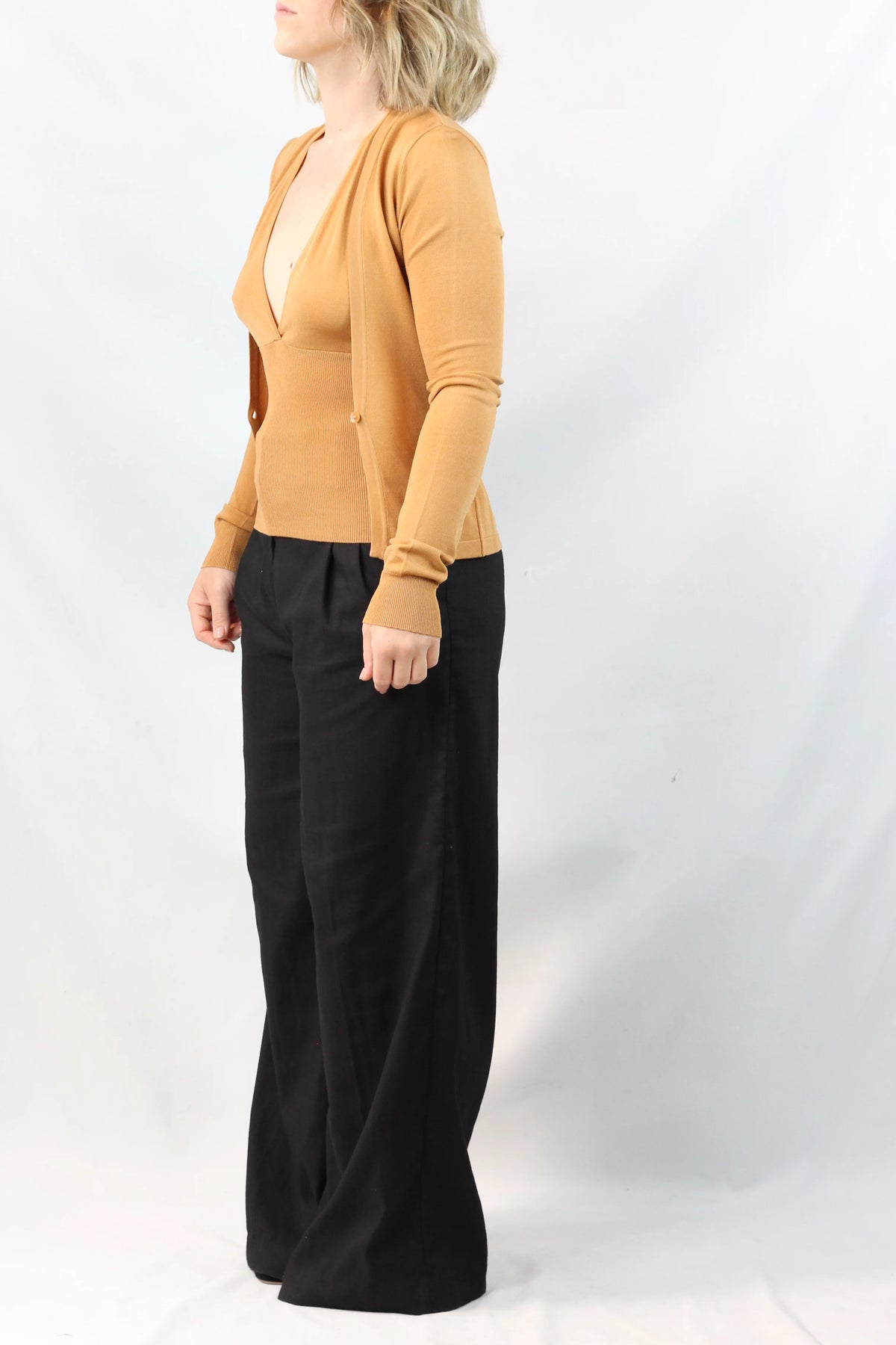 Halterneck Knit Twin Set Caramel Cardigan