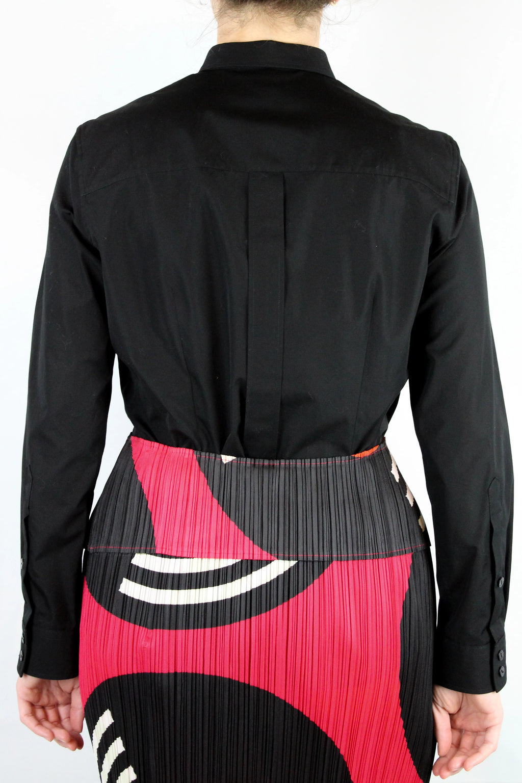 Slim Fit Black Shirt with Rounded Collar