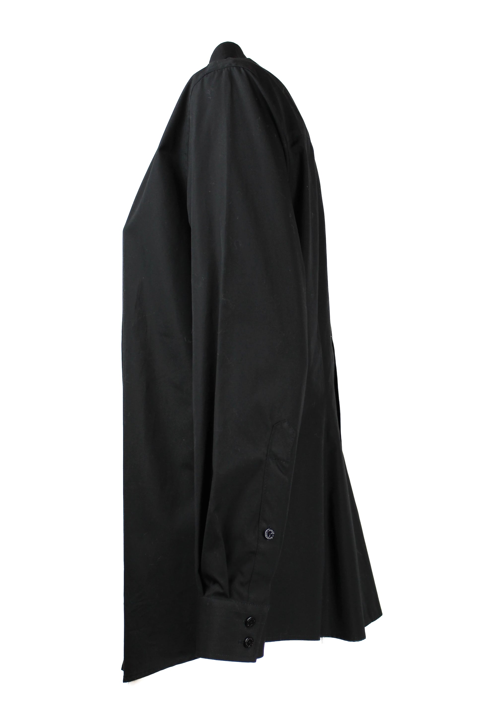 Slim Fit Black Shirt with Rounded Collar