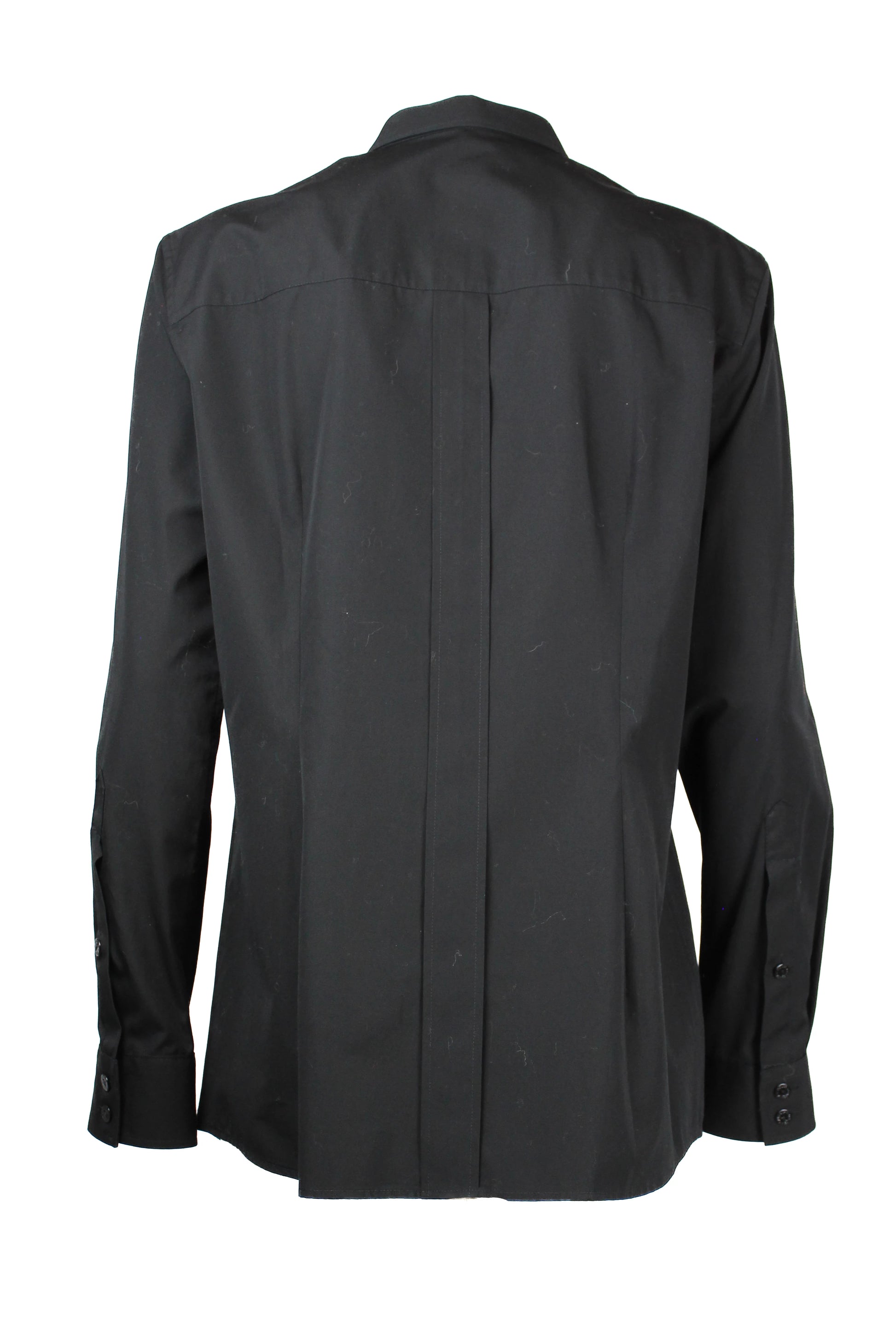 Slim Fit Black Shirt with Rounded Collar