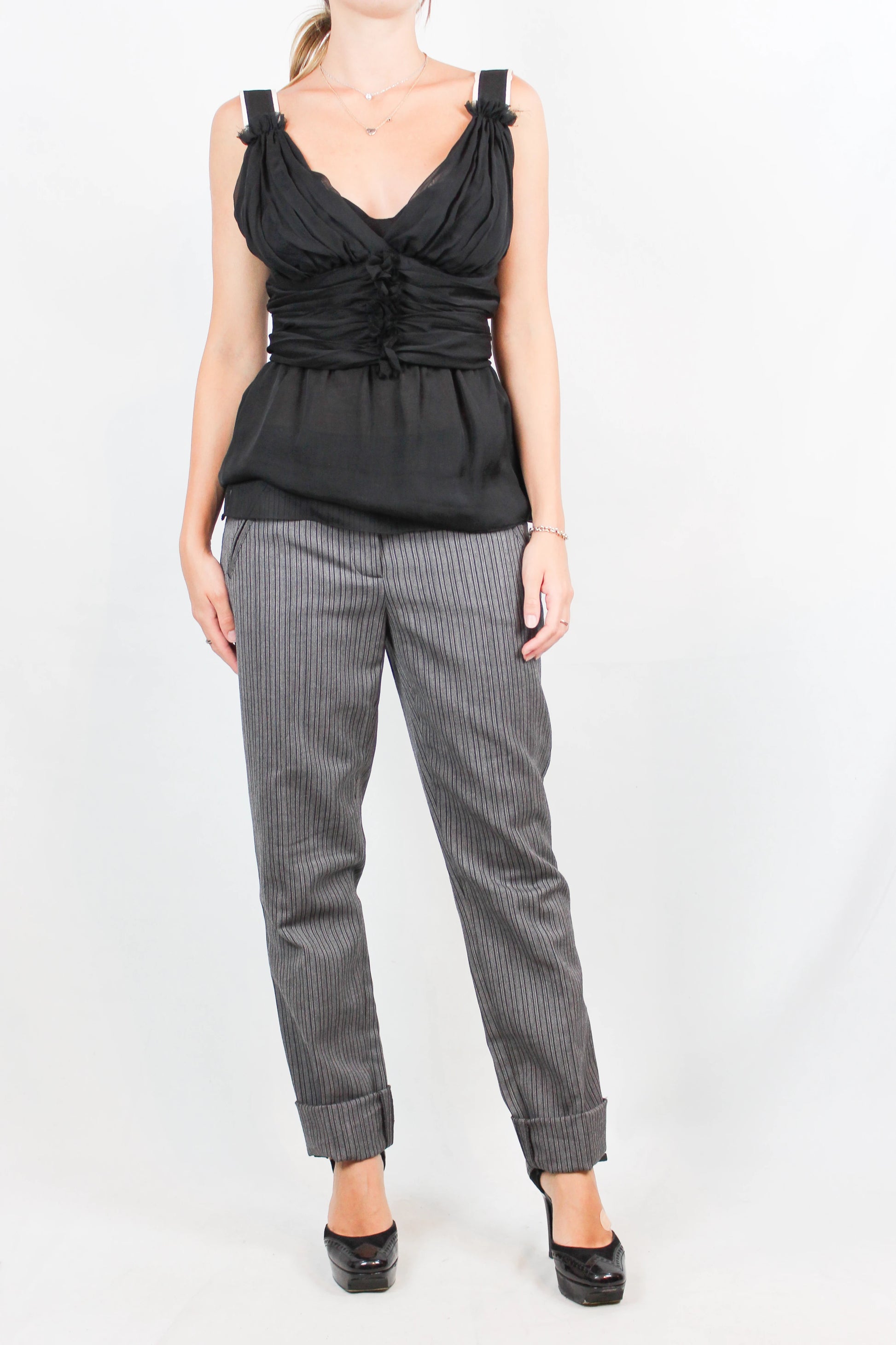 Striped Wool-Blend Slim Trousers