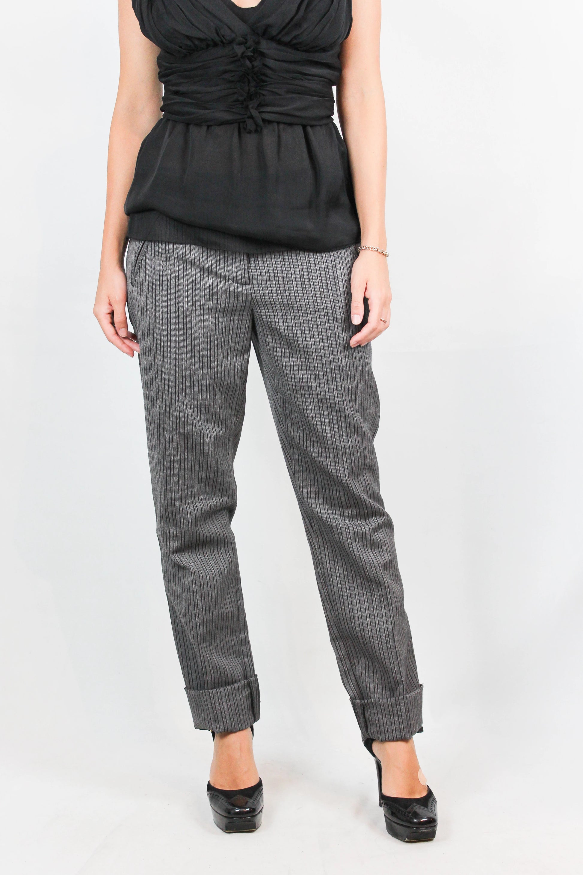 Striped Wool-Blend Slim Trousers