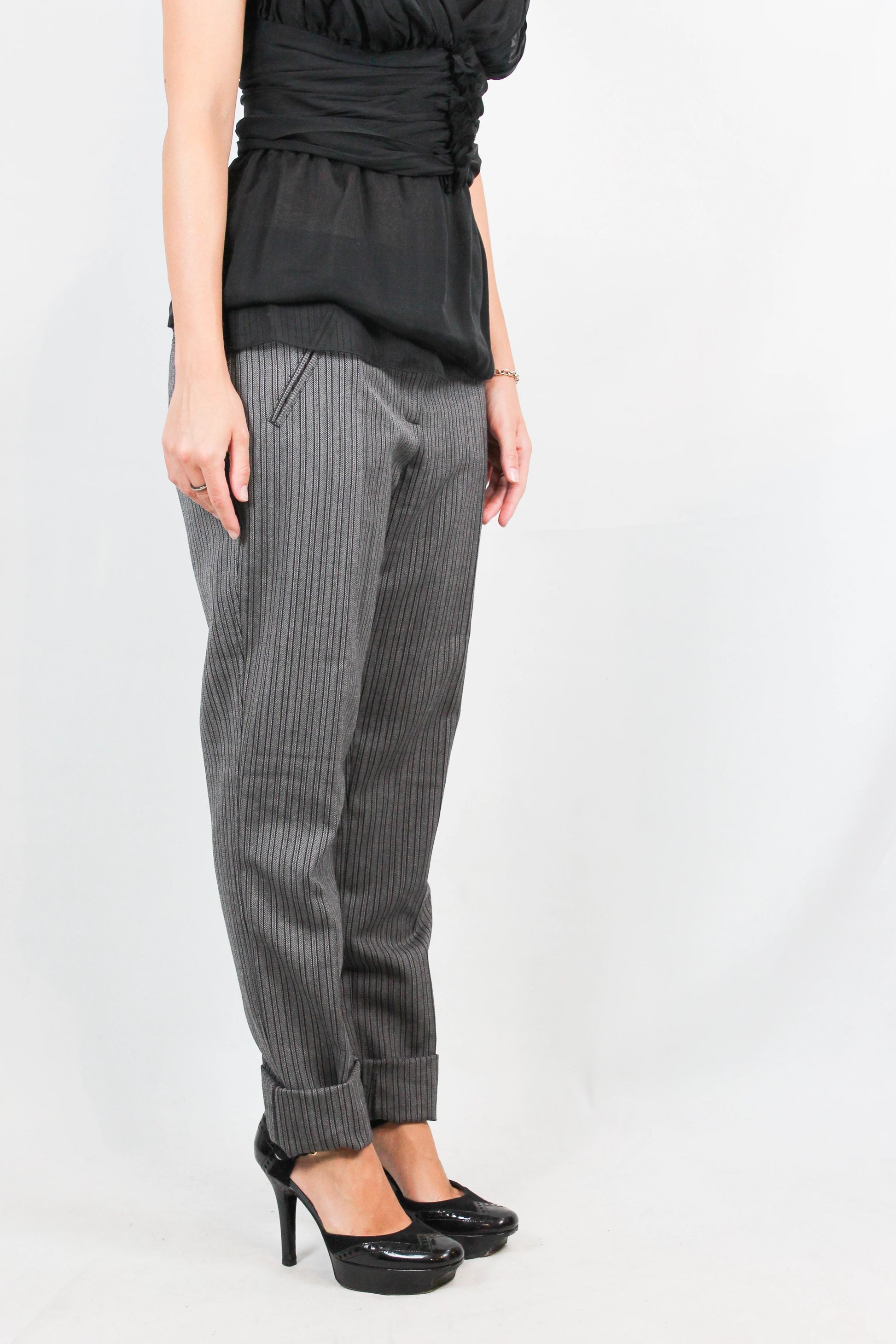 Striped Wool-Blend Slim Trousers