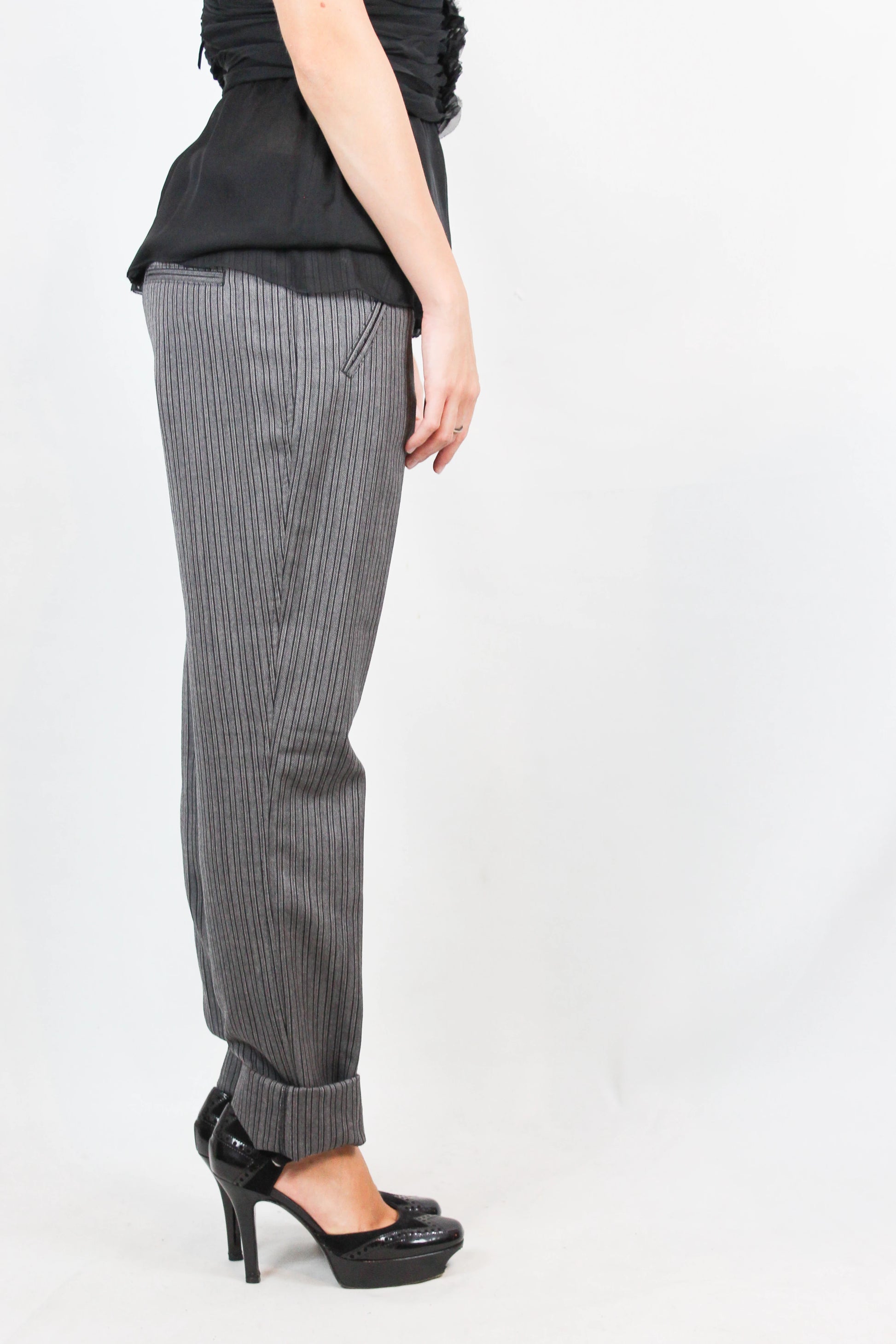 Striped Wool-Blend Slim Trousers
